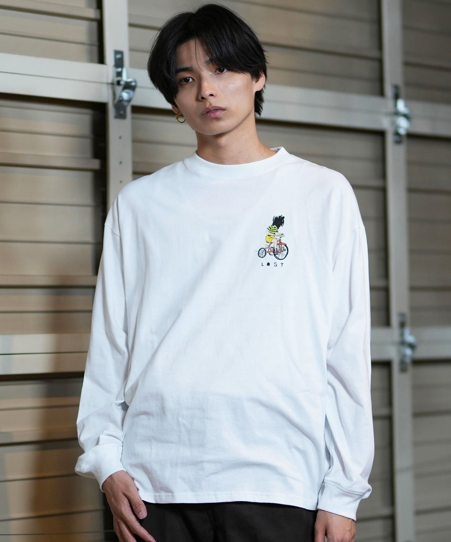 lost ロスト 長袖 Tシャツ メンズ ロンT バックプリント ムラサキスポーツ限定 L24F2205(WHT-M)