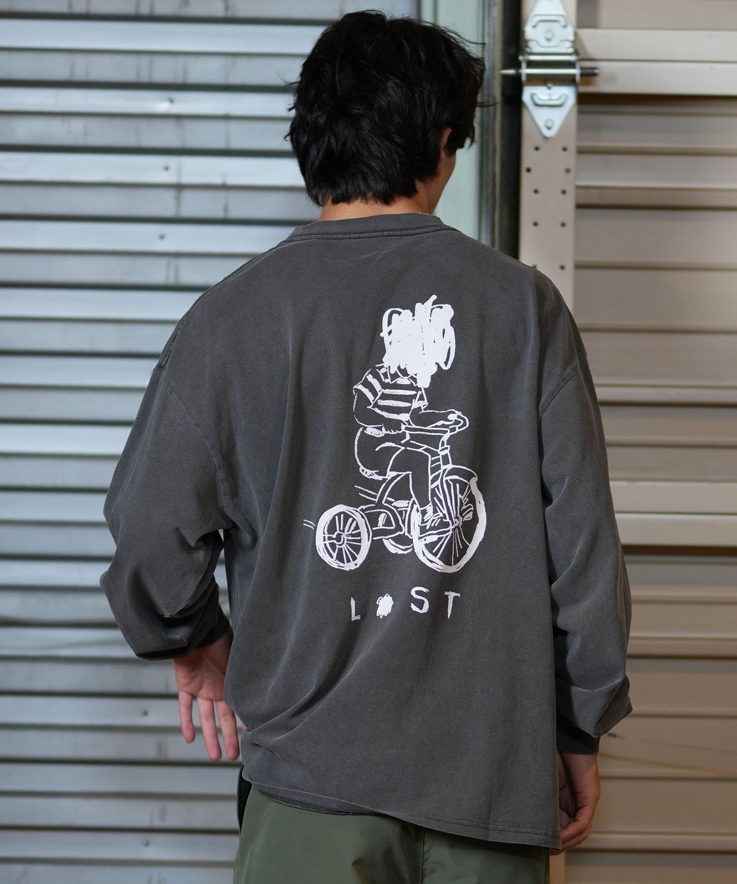 lost ロスト 長袖 Tシャツ メンズ ロンT バックプリント ムラサキスポーツ限定 L24F2205(WHT-M)