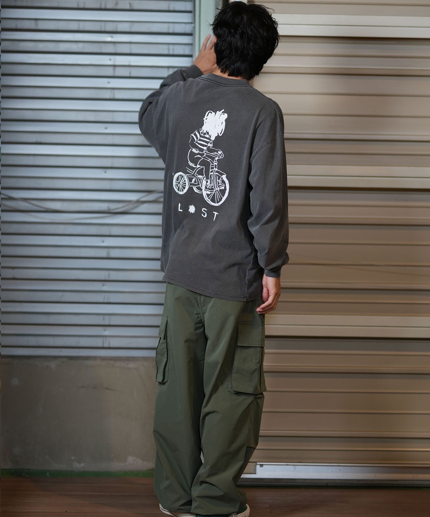 lost ロスト 長袖 Tシャツ メンズ ロンT バックプリント ムラサキスポーツ限定 L24F2205(WHT-M)