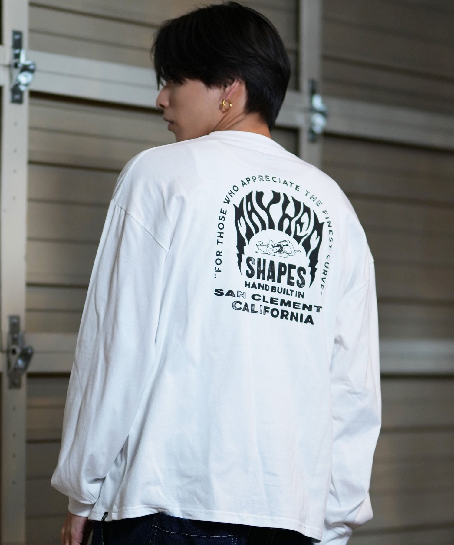 LOST ロスト 長袖 Tシャツ メンズ ロンT バックプリント DRAINED L24F2203 ムラサキスポーツ限定(WHT-M)