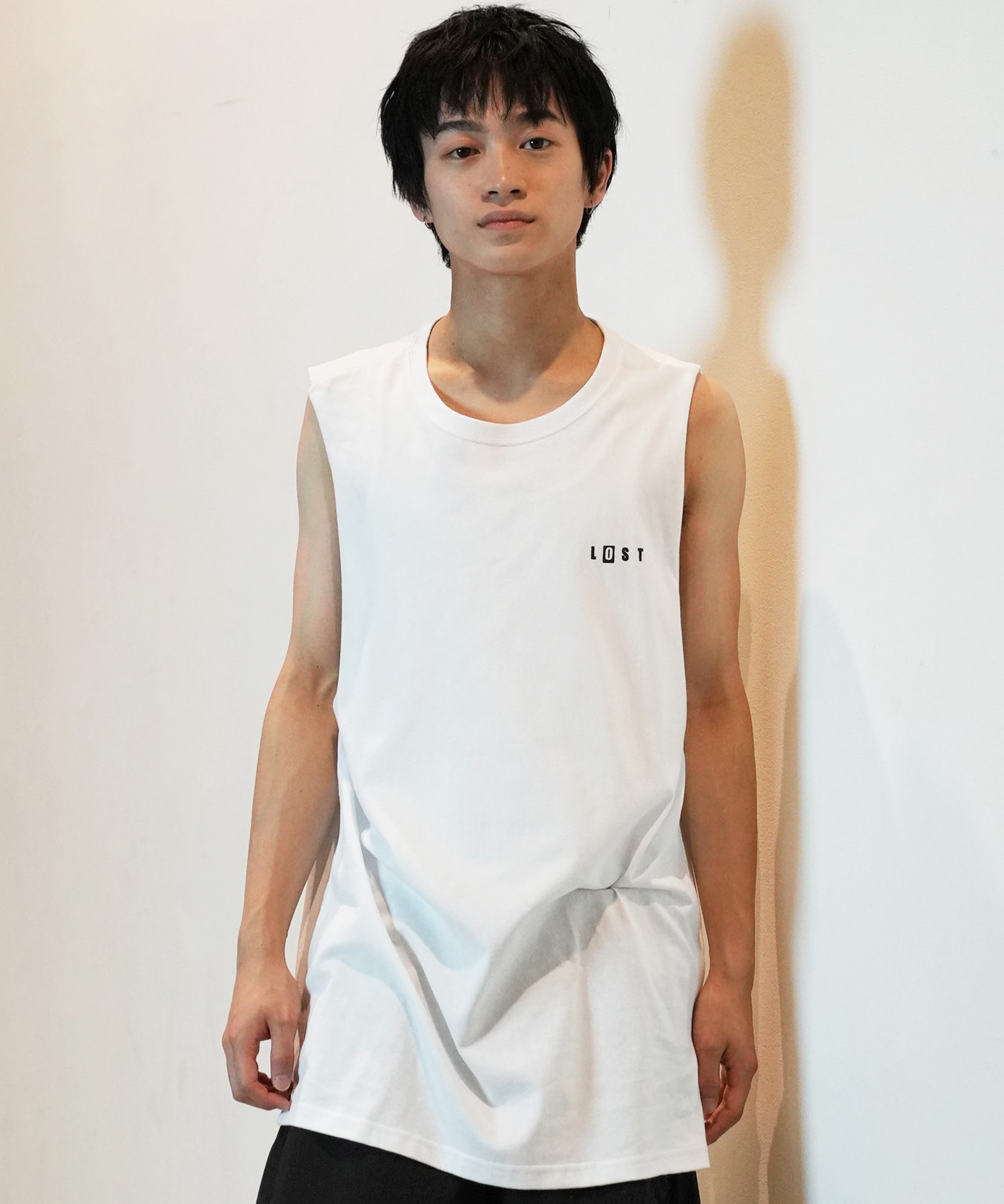 LOST ロスト タンクトップ メンズ フロントプリント バックプリント DRAINED TANK L24SS-AT ムラサキスポーツ限定(WHT-M)