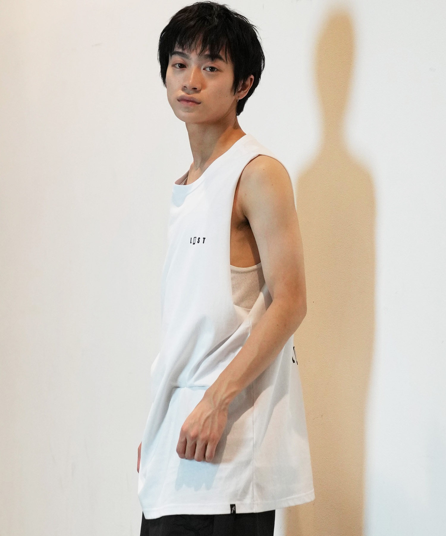 LOST ロスト タンクトップ メンズ フロントプリント バックプリント DRAINED TANK L24SS-AT ムラサキスポーツ限定(WHT-M)