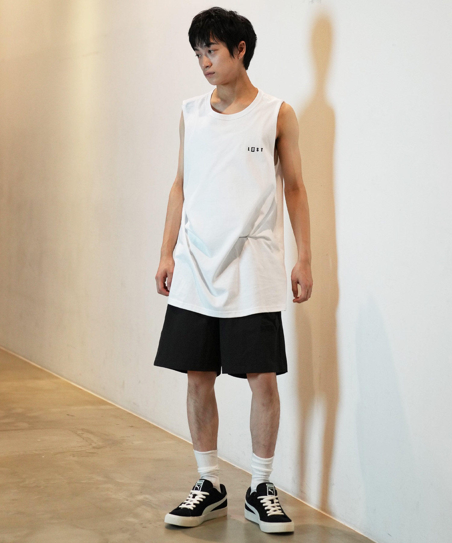 LOST ロスト タンクトップ メンズ フロントプリント バックプリント DRAINED TANK L24SS-AT ムラサキスポーツ限定(WHT-M)