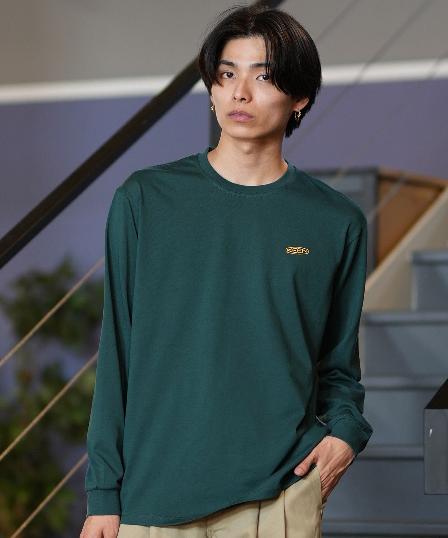 KEEN キーン 長袖 Tシャツ メンズ ロンT バックプリント 吸汗速乾 1030641 ムラサキスポーツ限定(GR-M)