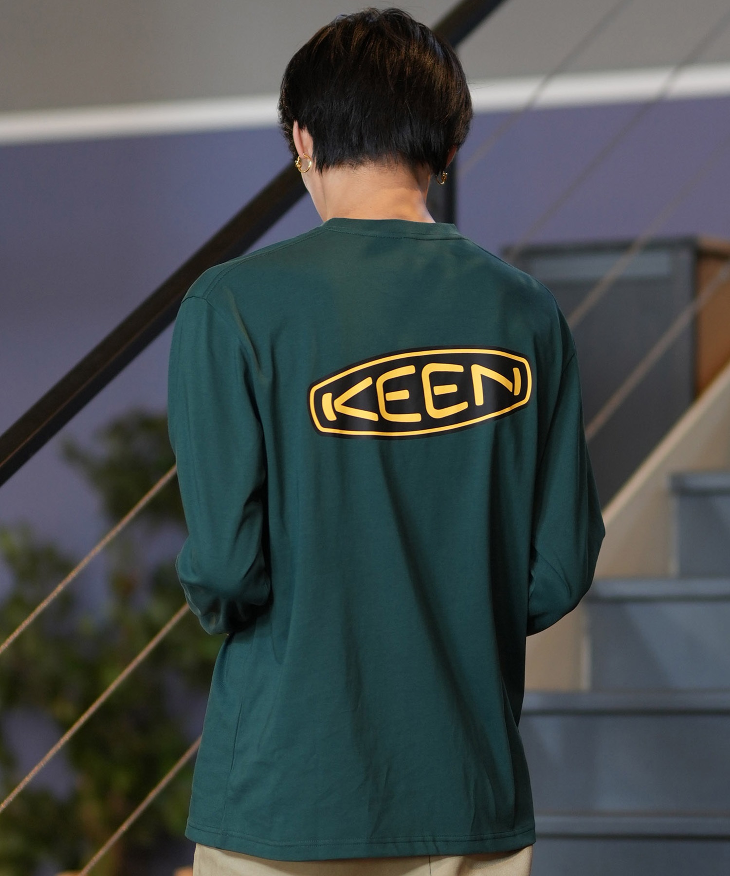 KEEN キーン 長袖 Tシャツ メンズ ロンT バックプリント 吸汗速乾 1030641 ムラサキスポーツ限定(GR-M)