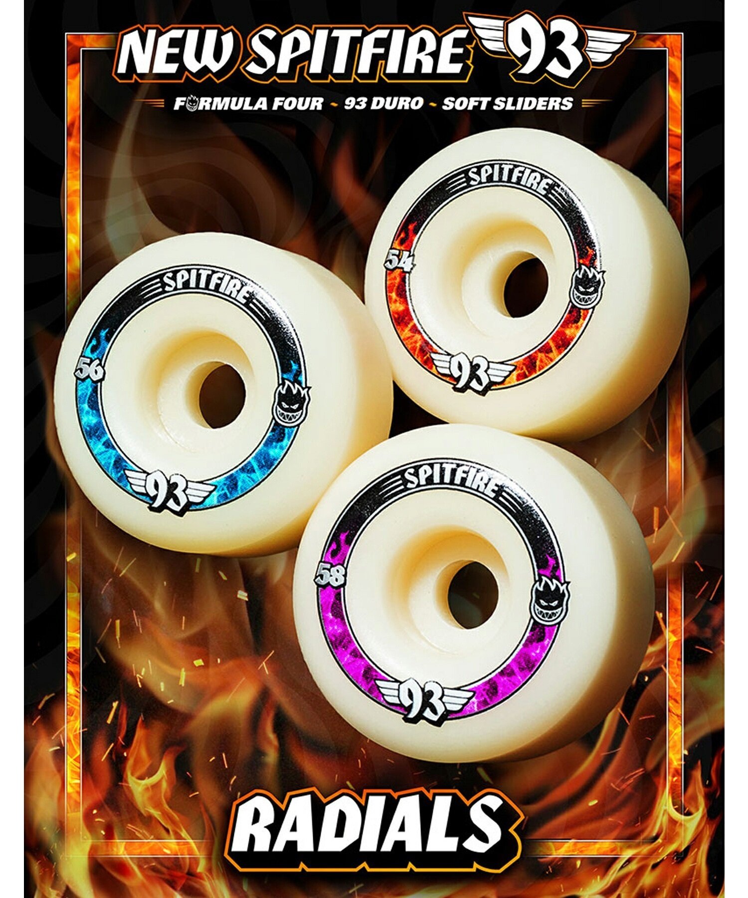 ■SPITFIRE スピットファイア スケートボード ウィール FORMULA FOUR RADIALS 93A 56mm(56MM-ONE)