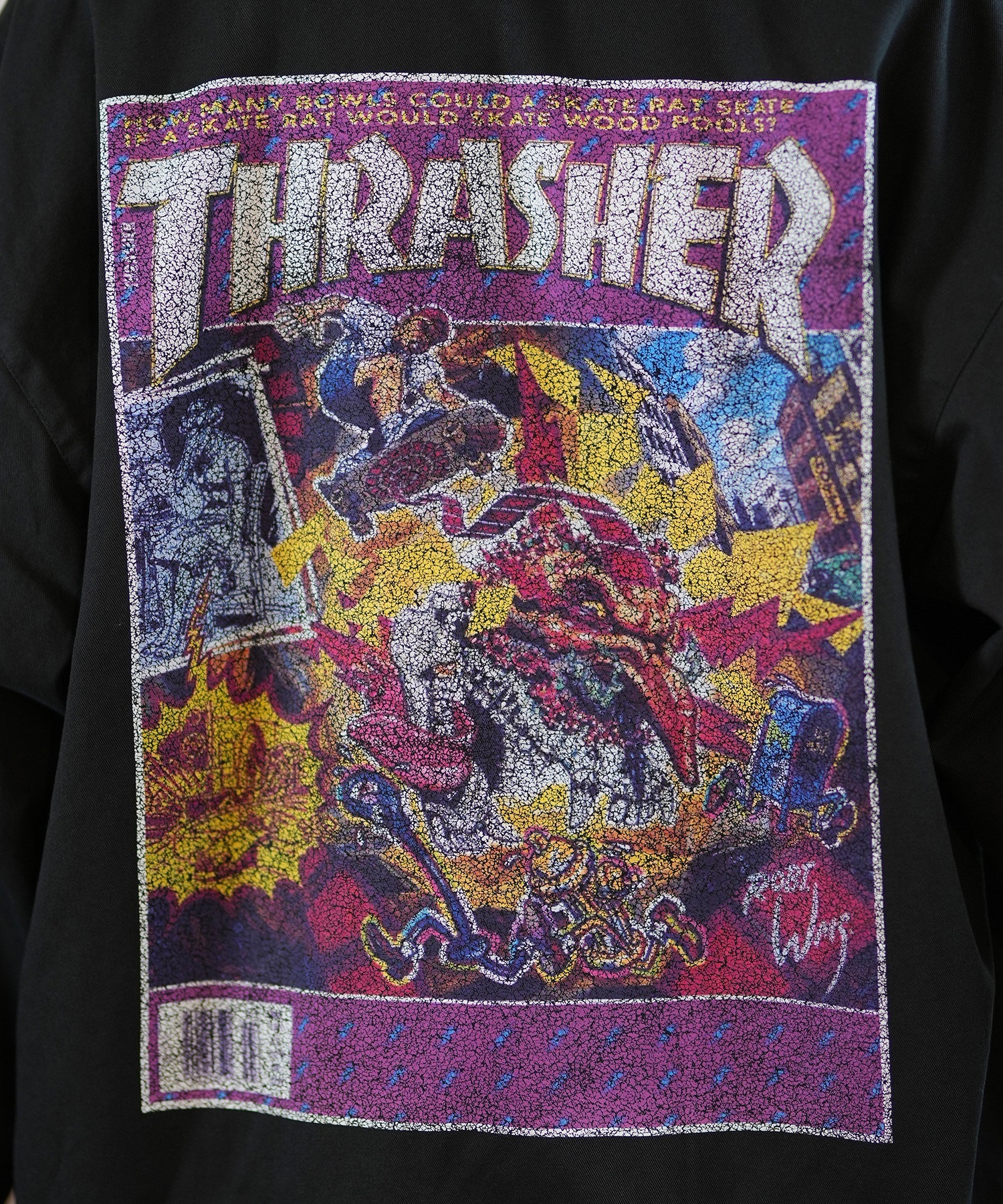 THRASHER スラッシャー アウター コーチジャケット メンズ バックプリント ビッグシルエット MAGAZINE COVER 243TH1JK018 ムラサキスポーツ限定(BK/RE-M)