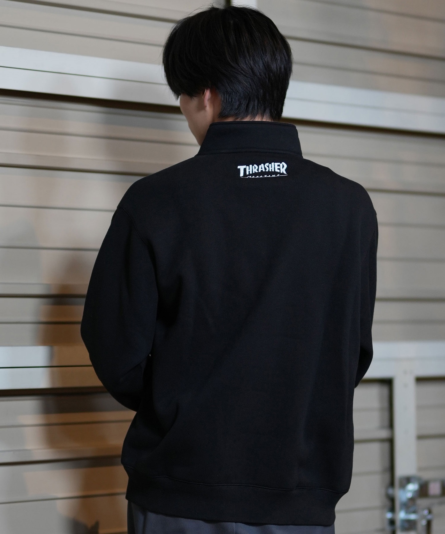 THRASHER スラッシャー ハーフジップ トレーナー メンズ スウェット ワンポイントロゴ ビッグシルエット 裏起毛 243TH1TR005 ムラサキスポーツ限定(WHT-M)