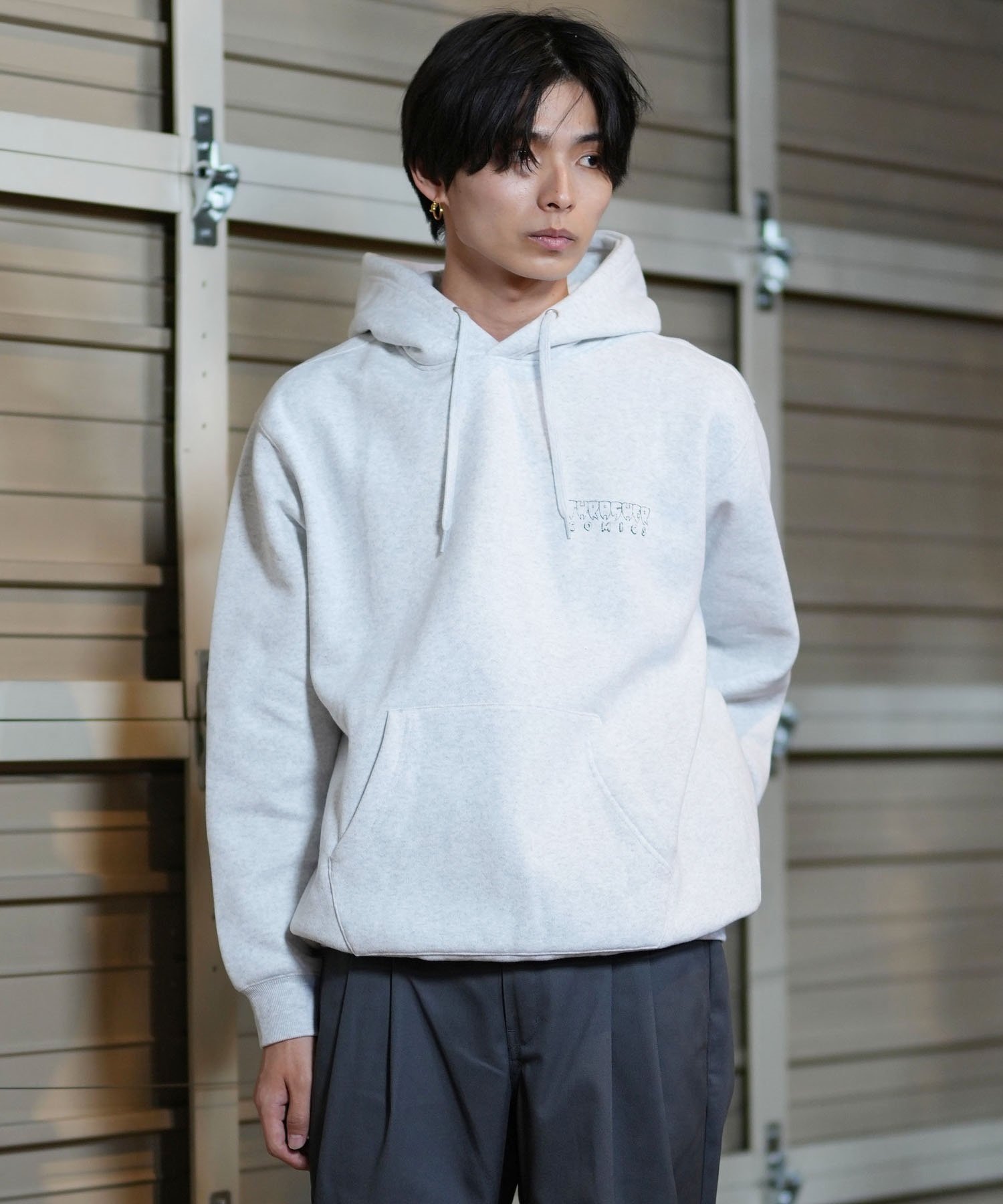 THRASHER スラッシャー パーカー メンズ THRASHERコミックPTパーカー 243TH1PK009 ムラサキスポーツ限定(WHT-M)