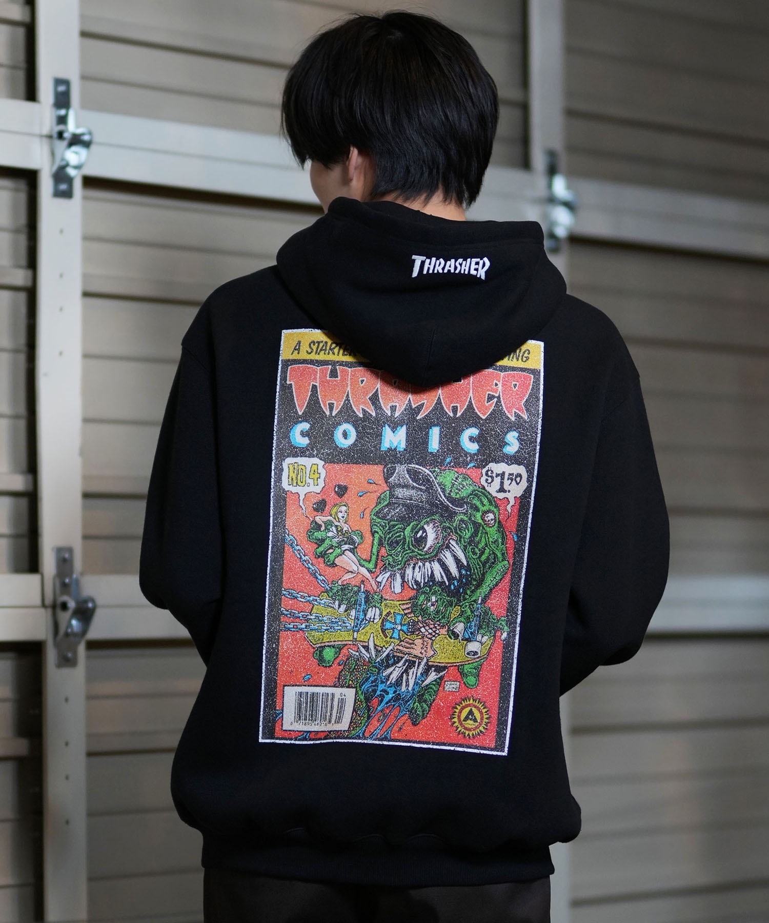 THRASHER スラッシャー パーカー メンズ THRASHERコミックPTパーカー 243TH1PK008 ムラサキスポーツ限定(WHT-M)