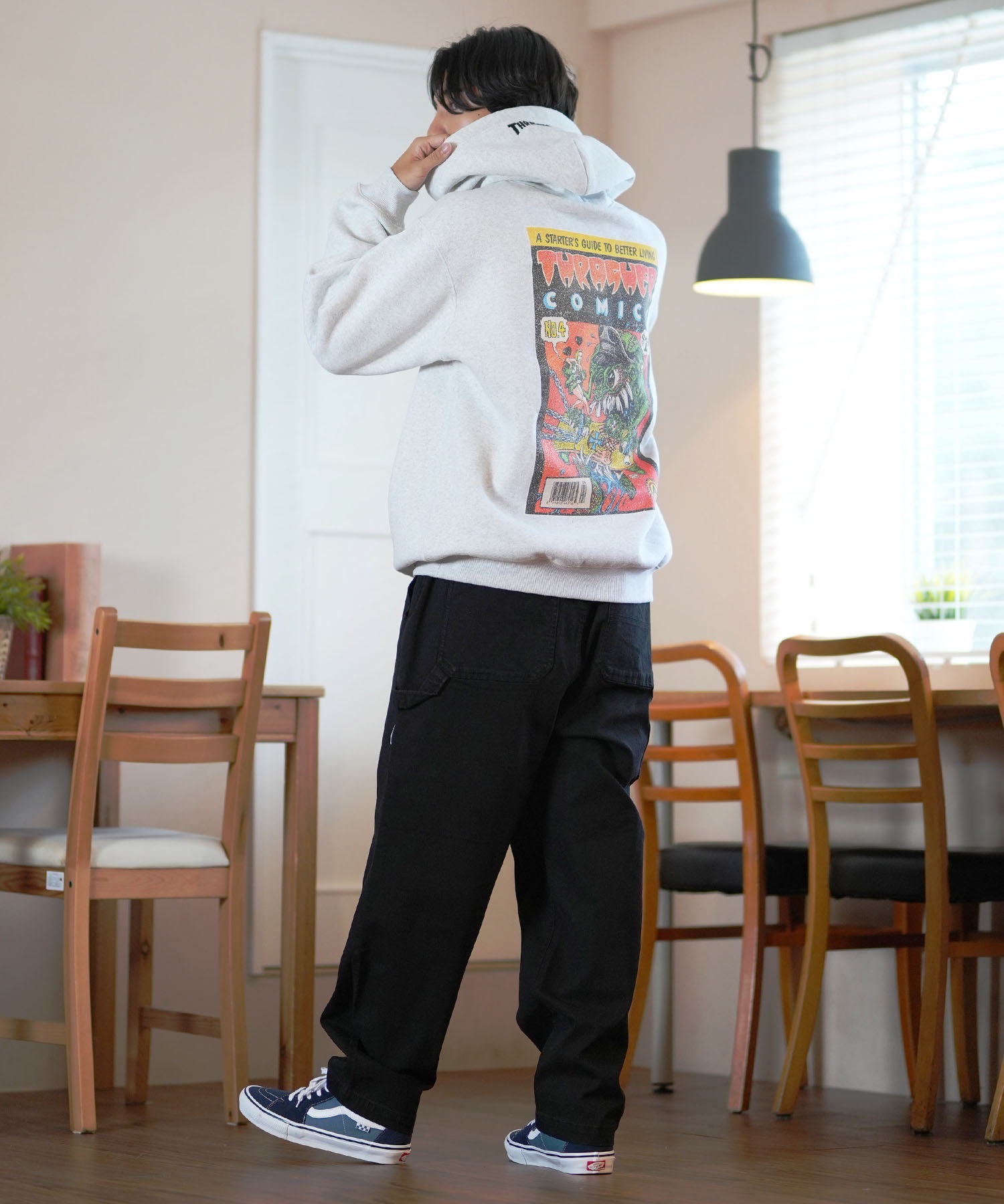 THRASHER スラッシャー パーカー メンズ THRASHERコミックPTパーカー 243TH1PK008 ムラサキスポーツ限定(WHT-M)