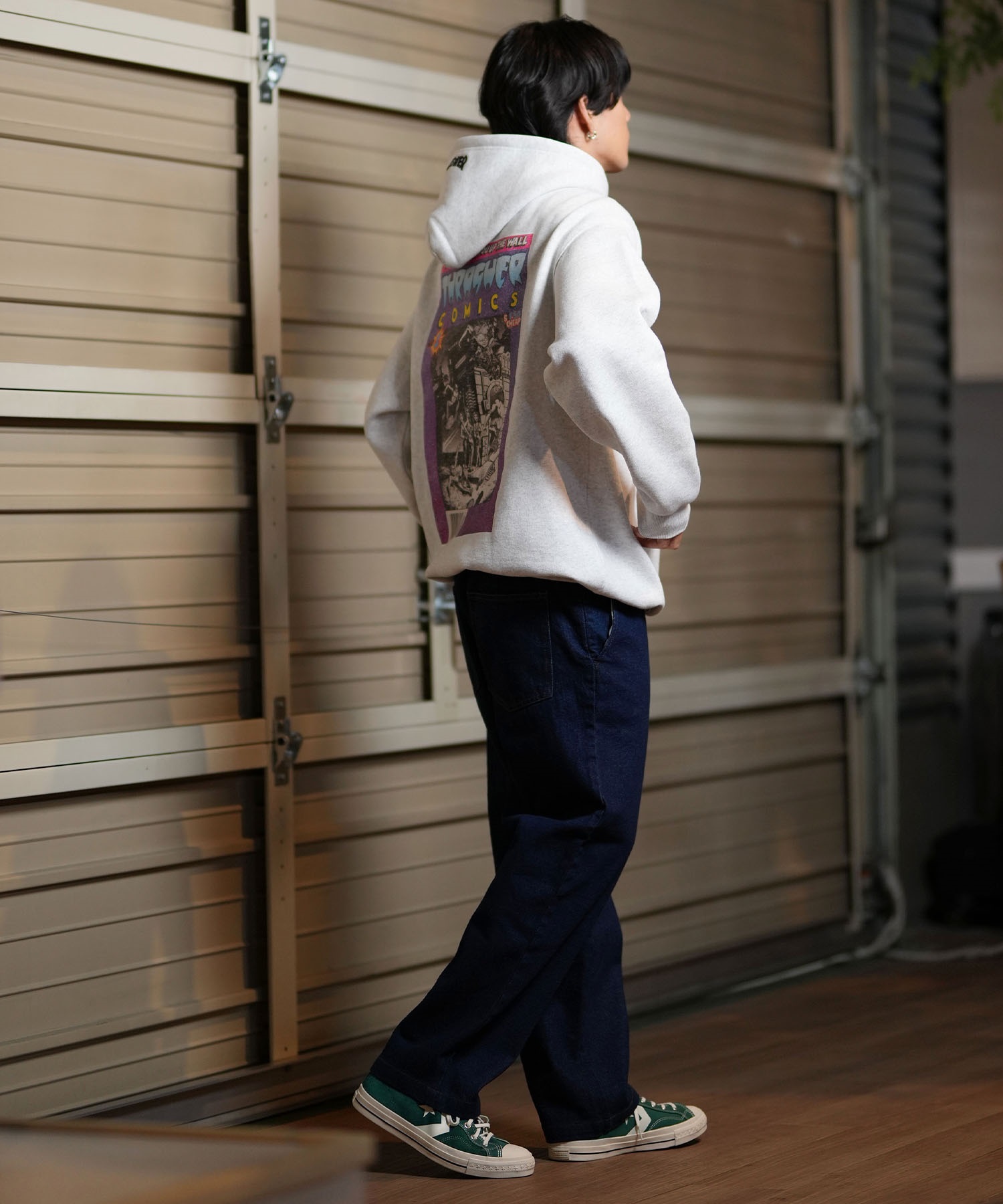 THRASHER スラッシャー パーカー メンズ THRASHERコミックPTパーカー ムラサキスポーツ限定 243TH1PK007(WHT-M)