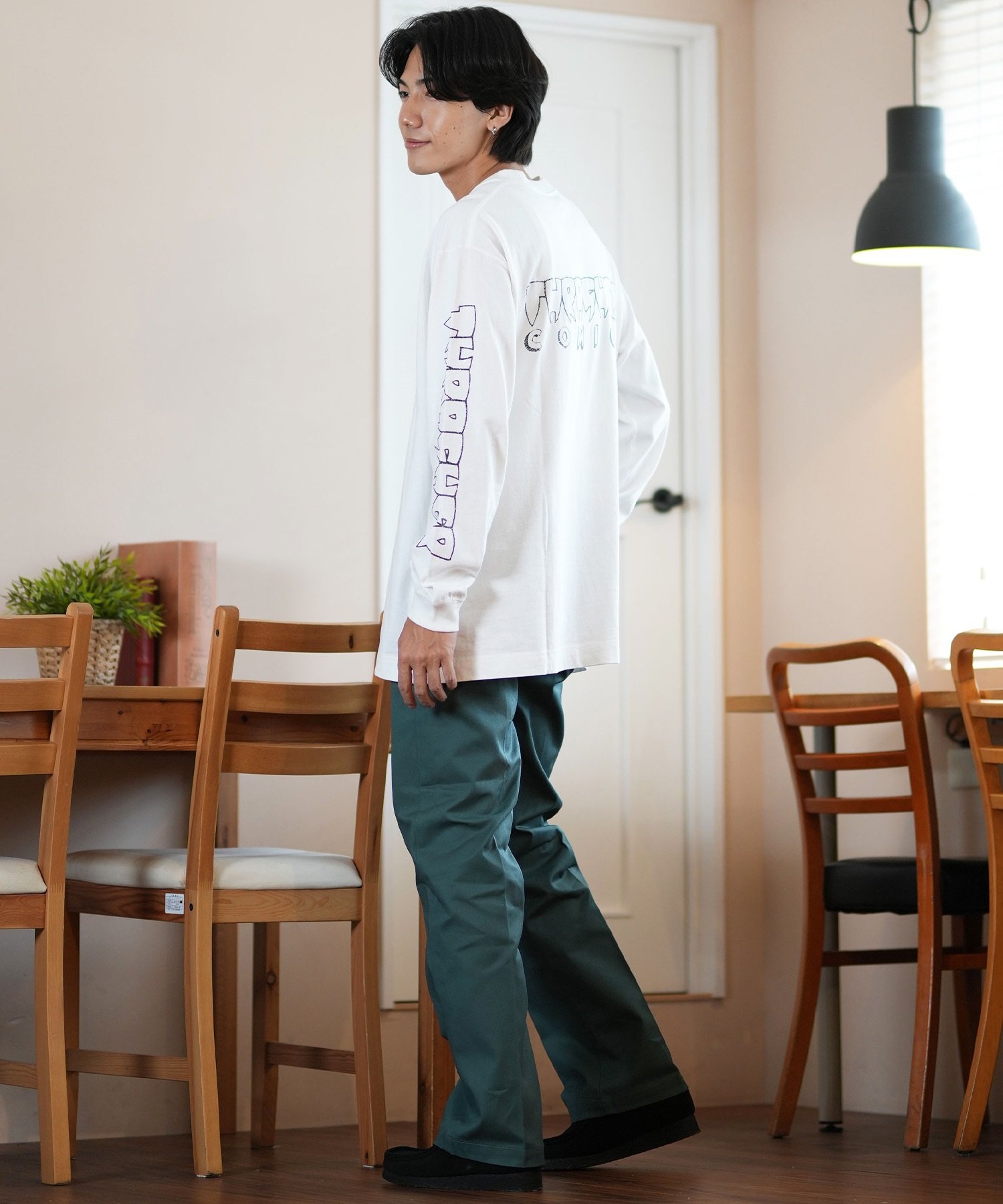 THRASHER スラッシャー 長袖 Tシャツ メンズ ロンT ピグメント加工 ビッグシルエット 243TH1LT014 ムラサキスポーツ限定(WHT-M)