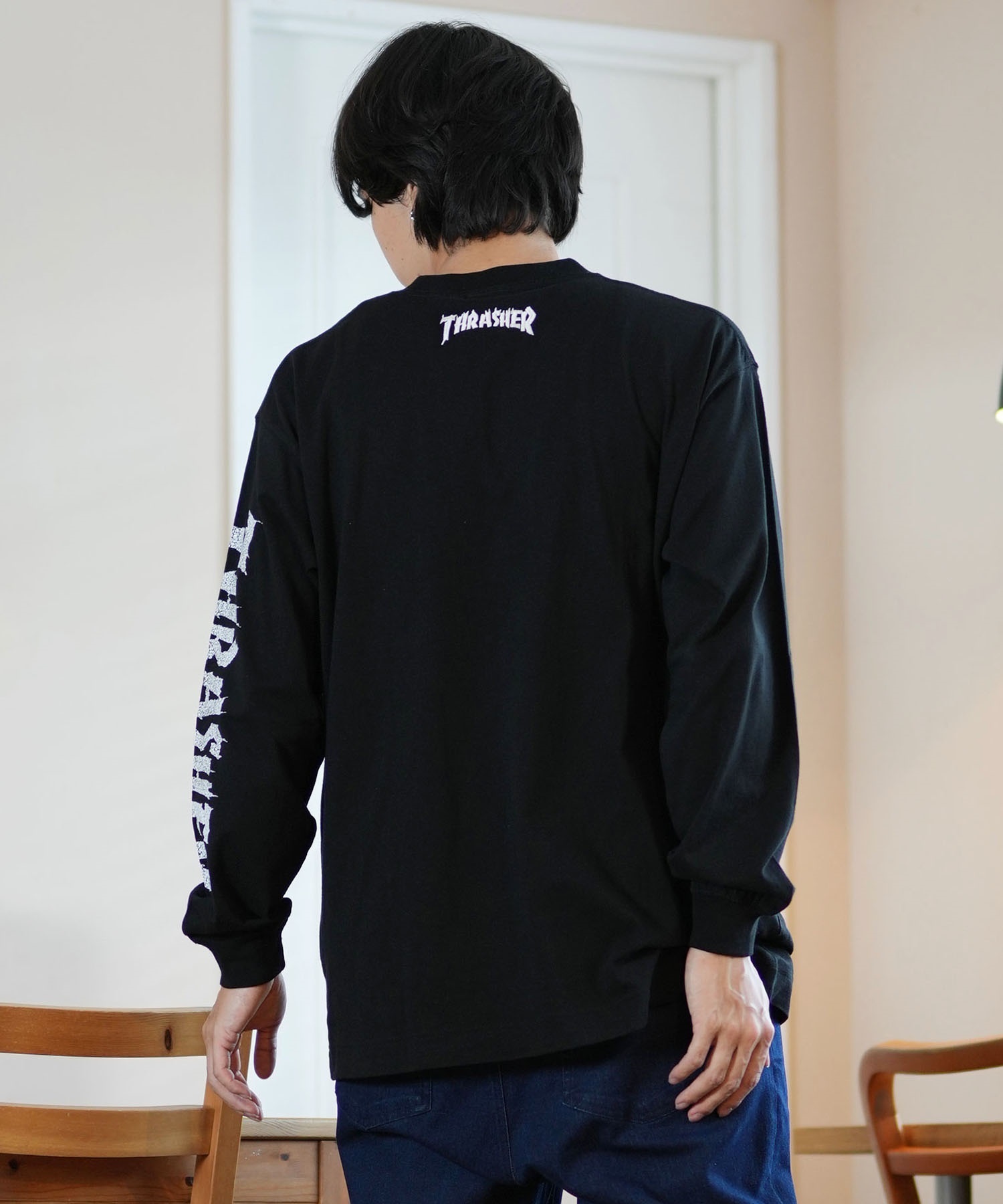 THRASHER スラッシャー 長袖 Tシャツ メンズ THRASHER×ネックフェイス LSTEE 243TH1LT011 ムラサキスポーツ限定(WHT-M)