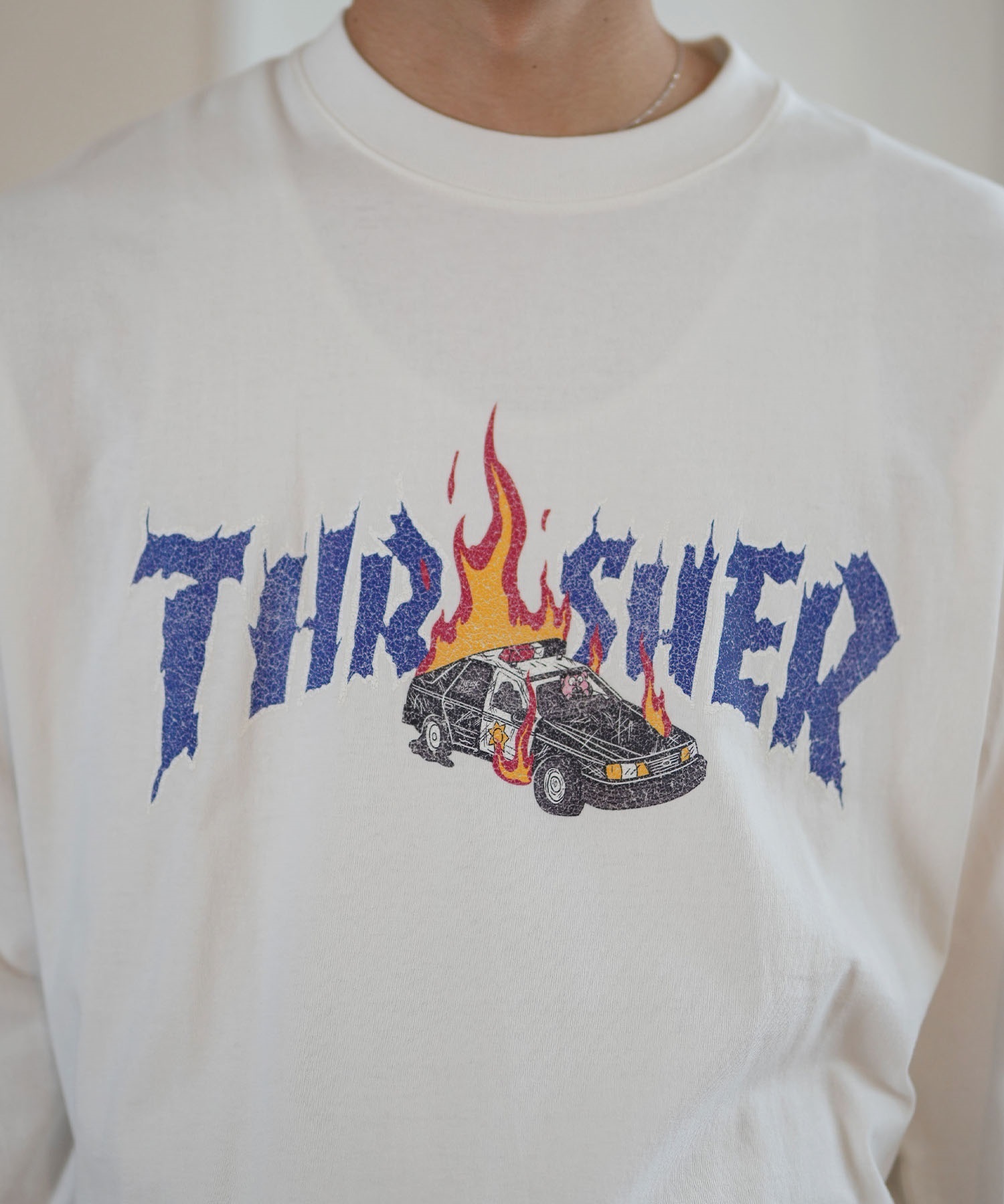 THRASHER スラッシャー 長袖 Tシャツ メンズ THRASHER×ネックフェイス LSTEE 243TH1LT011 ムラサキスポーツ限定(WHT-M)