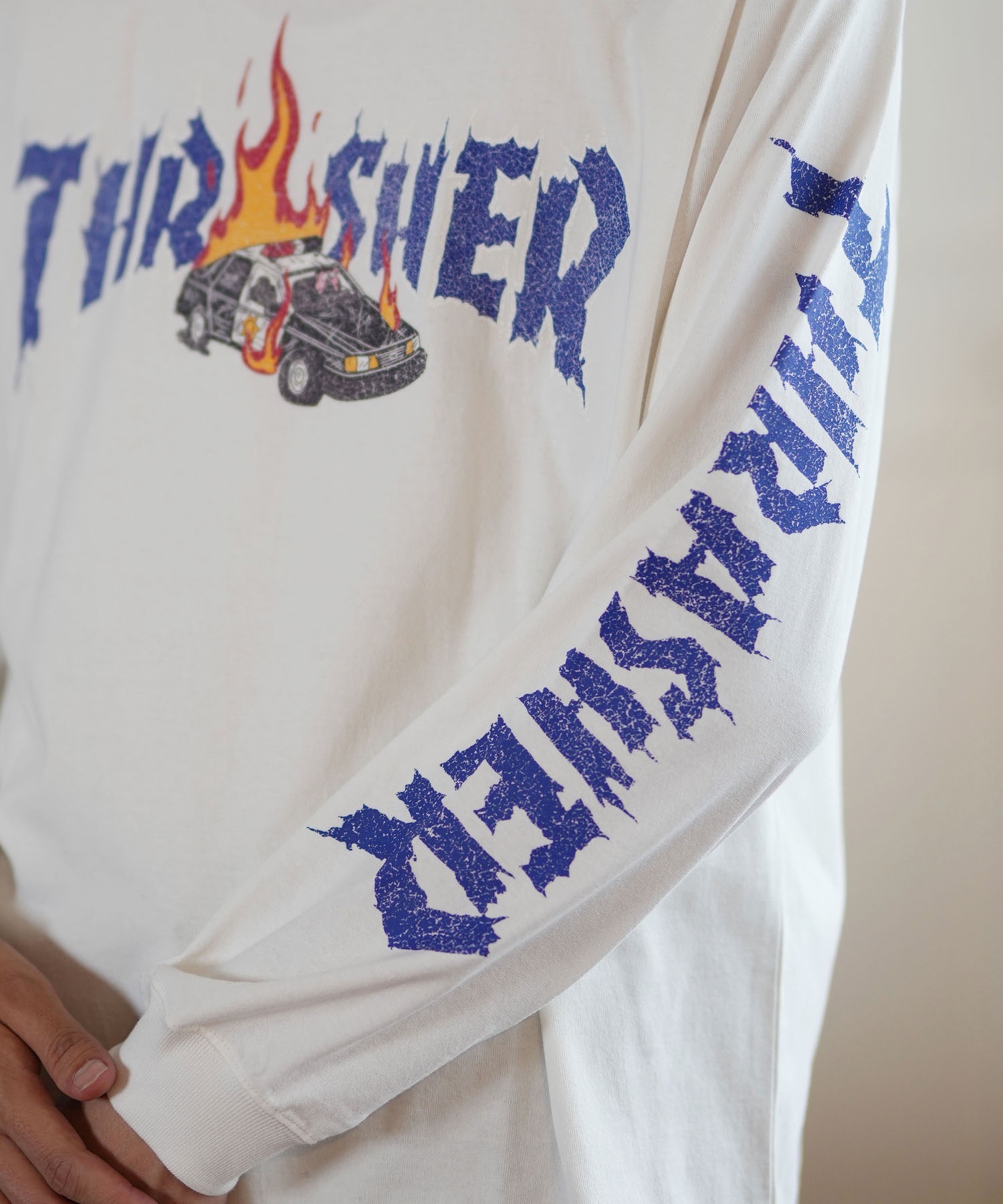 THRASHER スラッシャー 長袖 Tシャツ メンズ THRASHER×ネックフェイス LSTEE 243TH1LT011 ムラサキスポーツ限定(WHT-M)