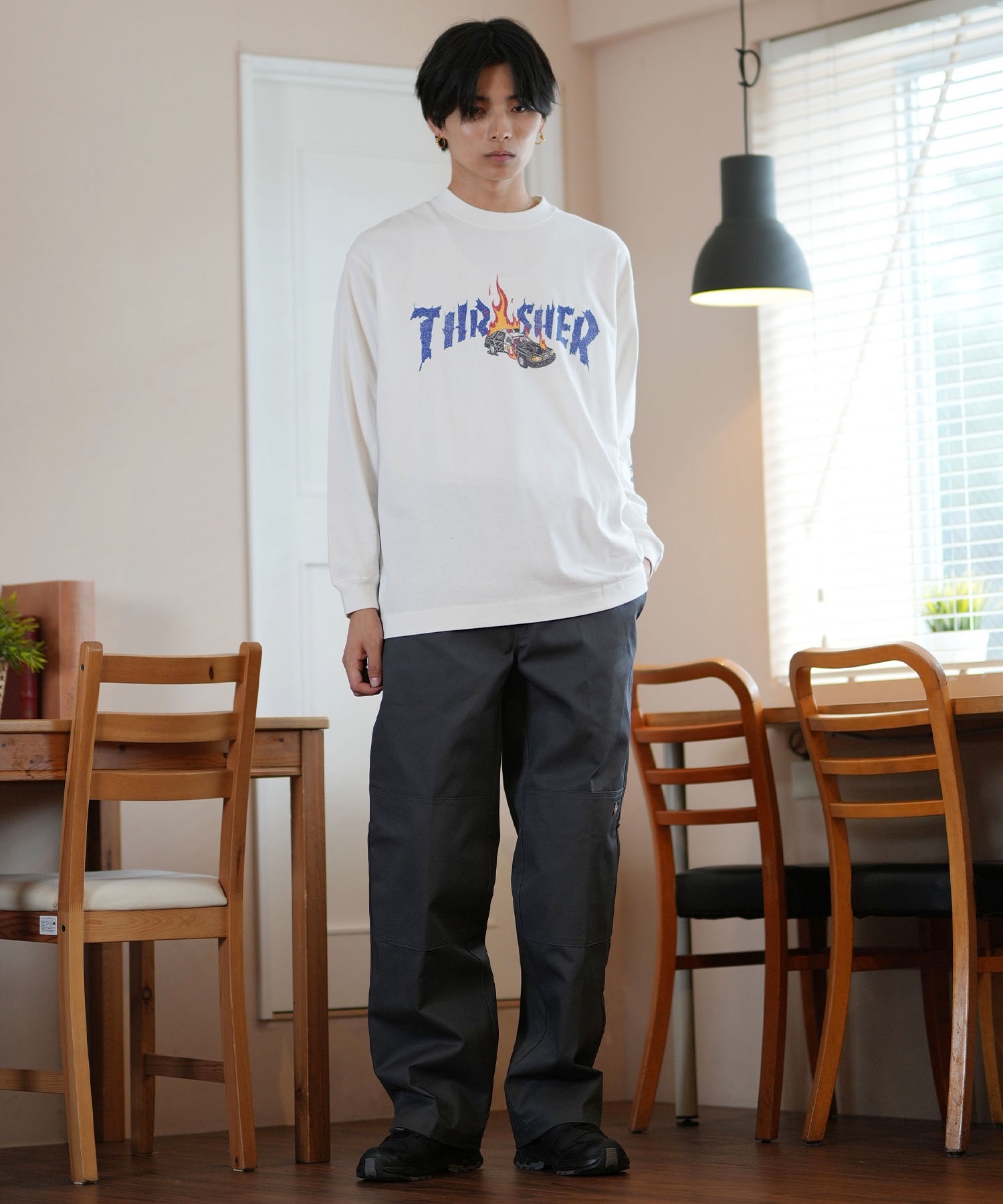 THRASHER スラッシャー 長袖 Tシャツ メンズ THRASHER×ネックフェイス LSTEE 243TH1LT011 ムラサキスポーツ限定(WHT-M)