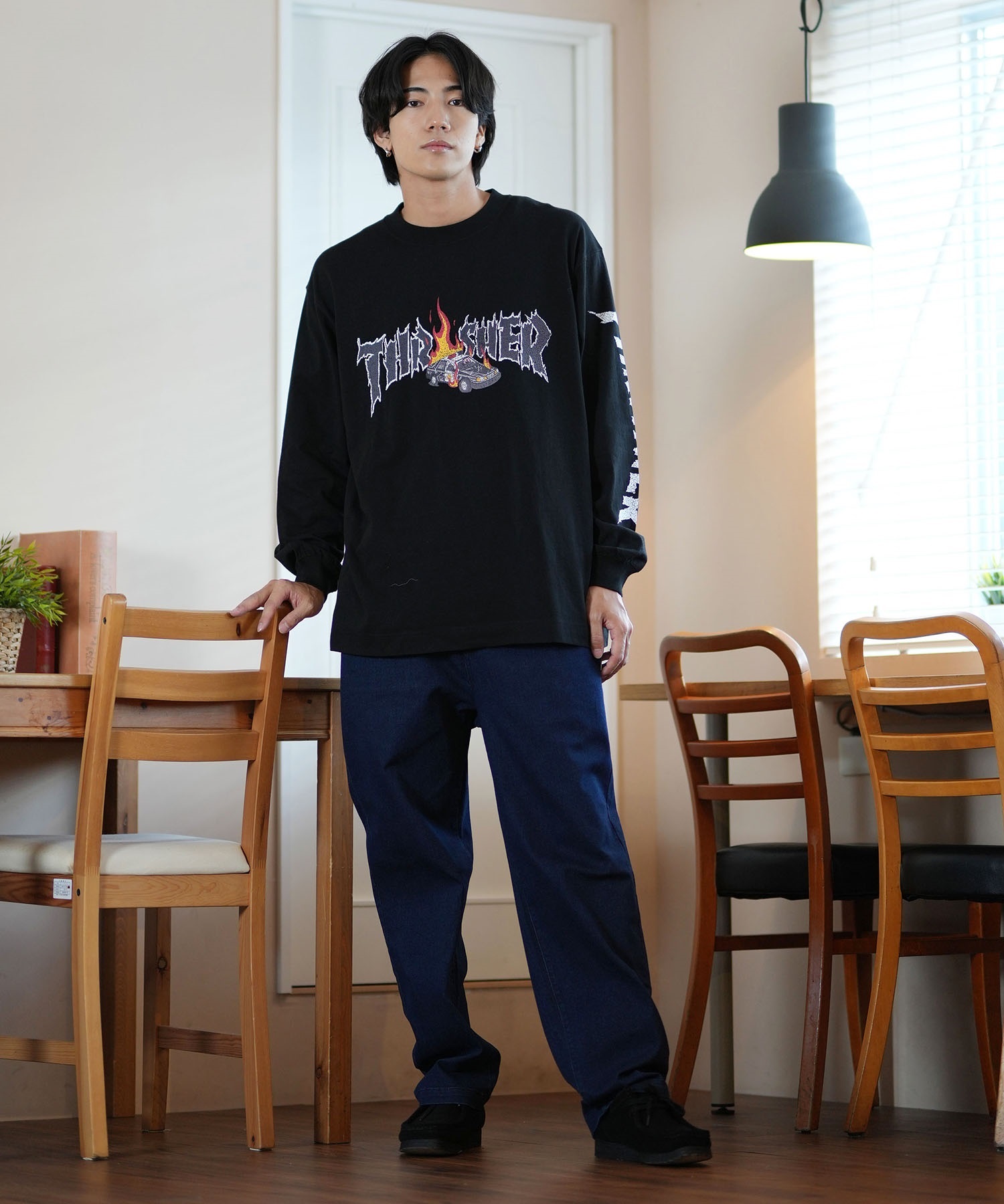 THRASHER スラッシャー 長袖 Tシャツ メンズ THRASHER×ネックフェイス LSTEE 243TH1LT011 ムラサキスポーツ限定(WHT-M)