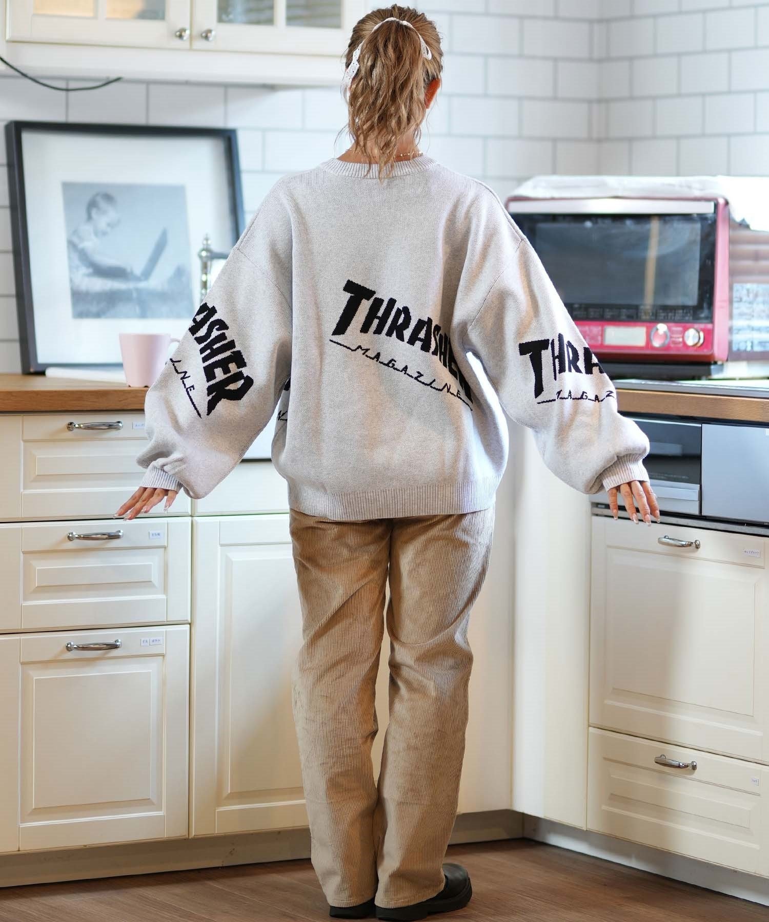 THRASHER スラッシャー セーター レディース ロゴ ムラサキスポーツ限定 243TH2KN001(WHT-FREE)