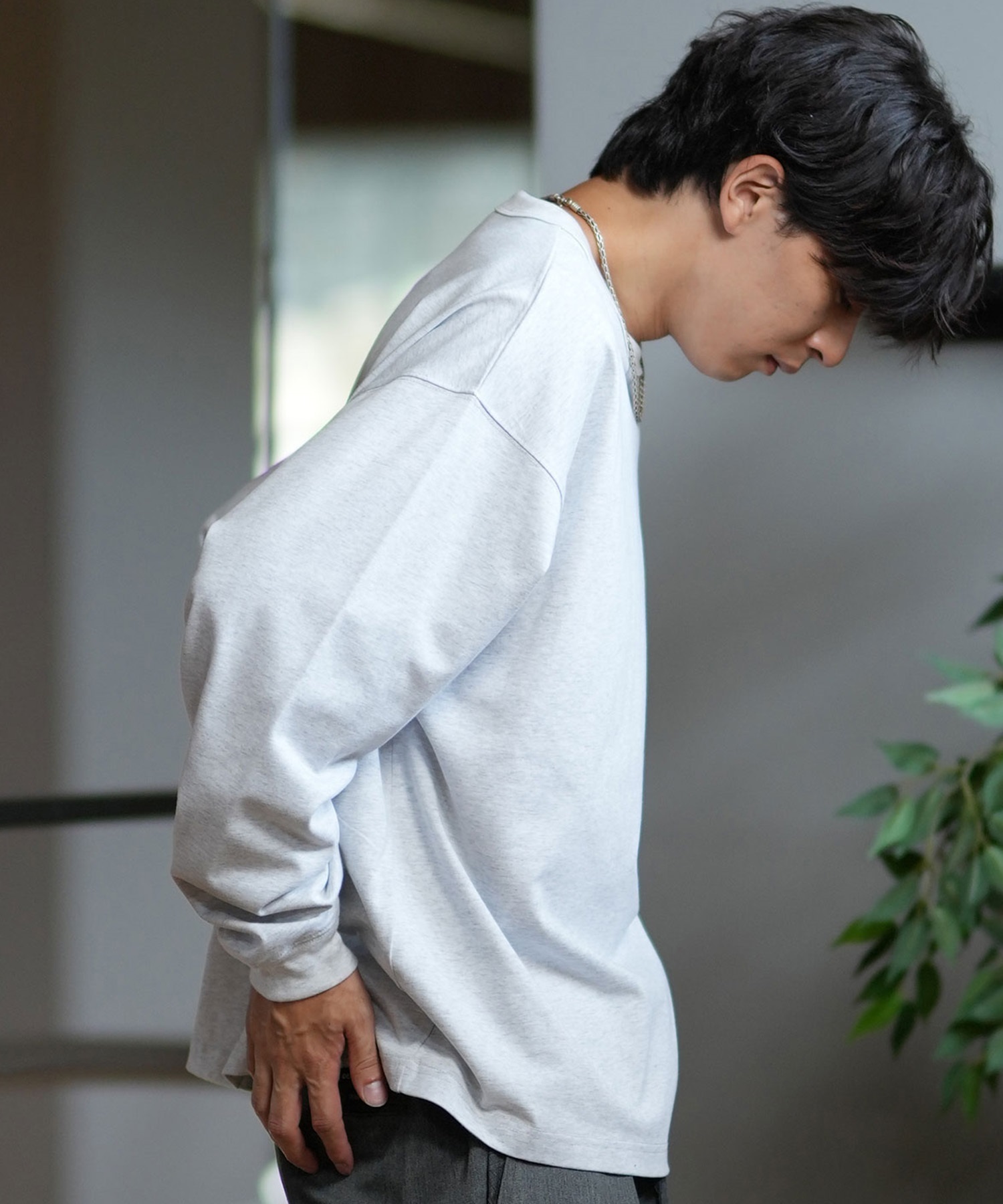 DEAR LAUREL ディアローレル 長袖 Tシャツ ロンT 無地 ポケット ポケT ワンポイントロゴ シンプル D24F1302(WHT-M)