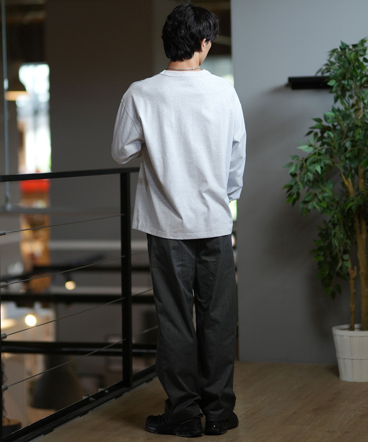 DEAR LAUREL ディアローレル 長袖 Tシャツ ロンT 無地 ポケット ポケT ワンポイントロゴ シンプル D24F1302(WHT-M)