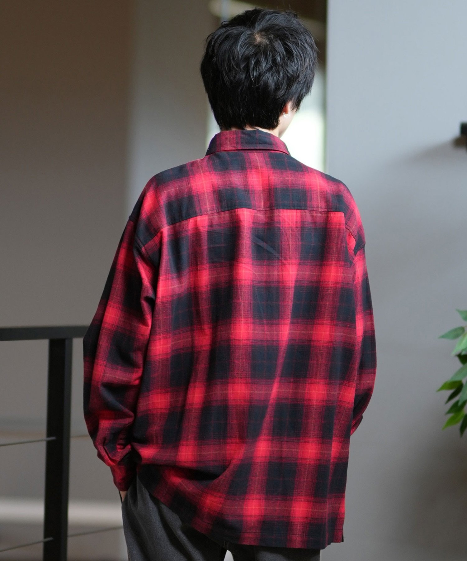 DEAR LAUREL ディアローレル 長袖シャツ メンズ チェック ネルシャツ D24F2401(BLK-M)