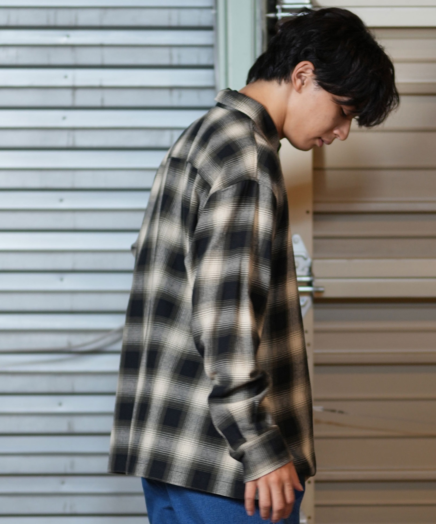 DEAR LAUREL ディアローレル 長袖シャツ メンズ チェック ネルシャツ D24F2401(BLK-M)