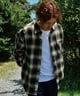 DEAR LAUREL ディアローレル 長袖シャツ メンズ チェック ネルシャツ D24F2401(BLK-M)