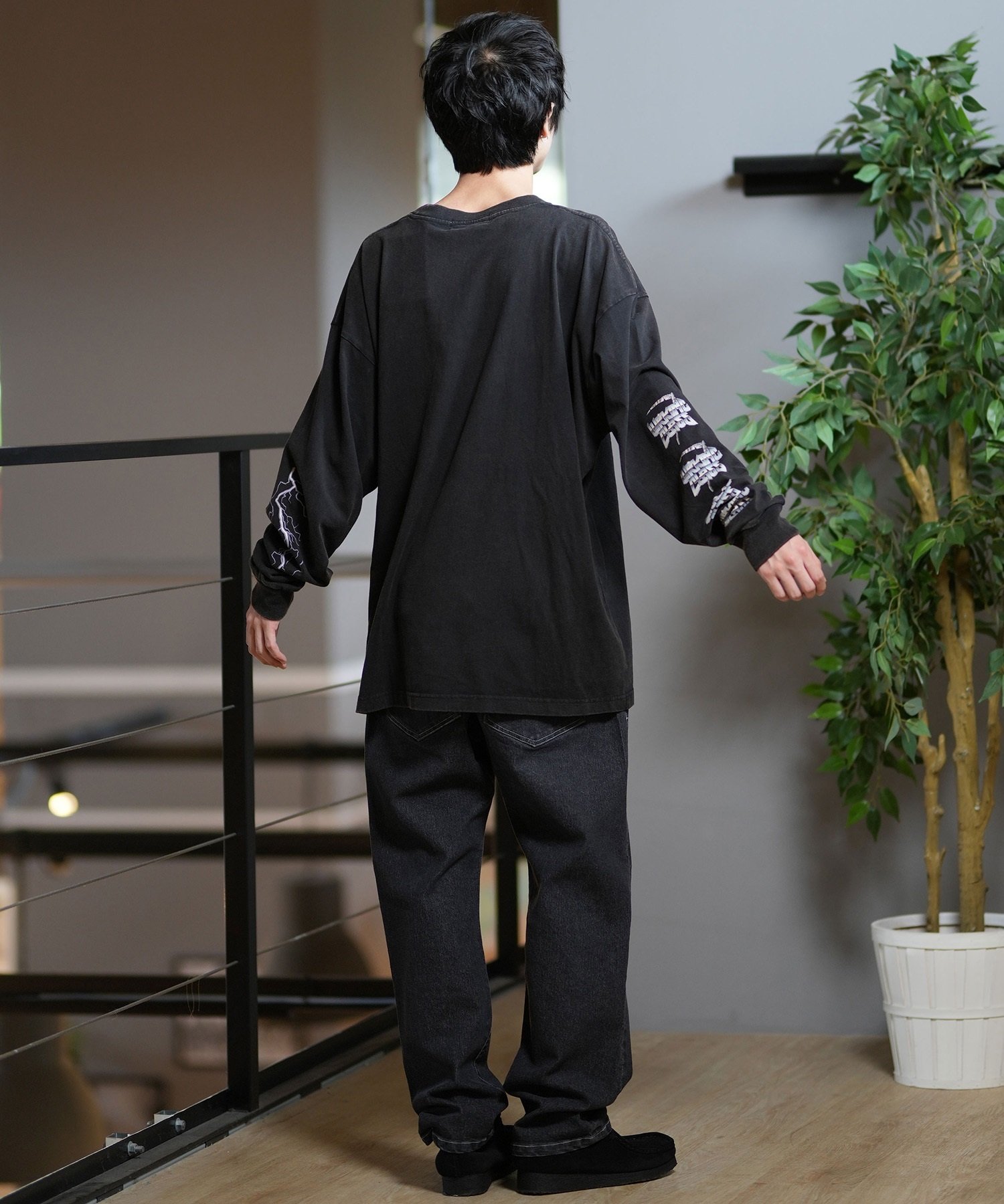 DEAR LAUREL ディアローレル ロングパンツ デニム メンズ ロンパン 無地 シンプル D24F3103(BLK-M)