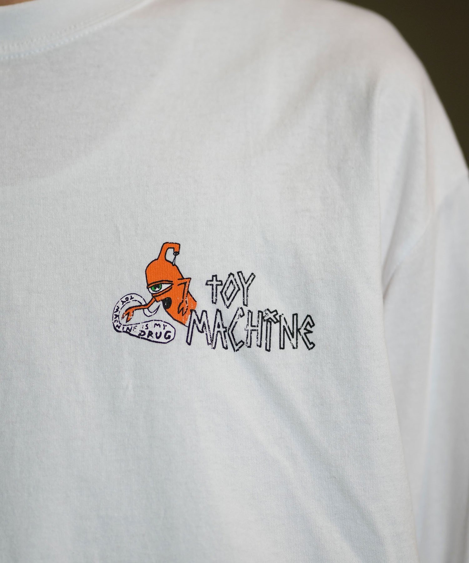 TOY MACHINE トイマシーン 長袖 Tシャツ メンズ ロンT ビックシルエット バックプリント ムラサキスポーツ限定 MTMFELT4(WHITE-M)