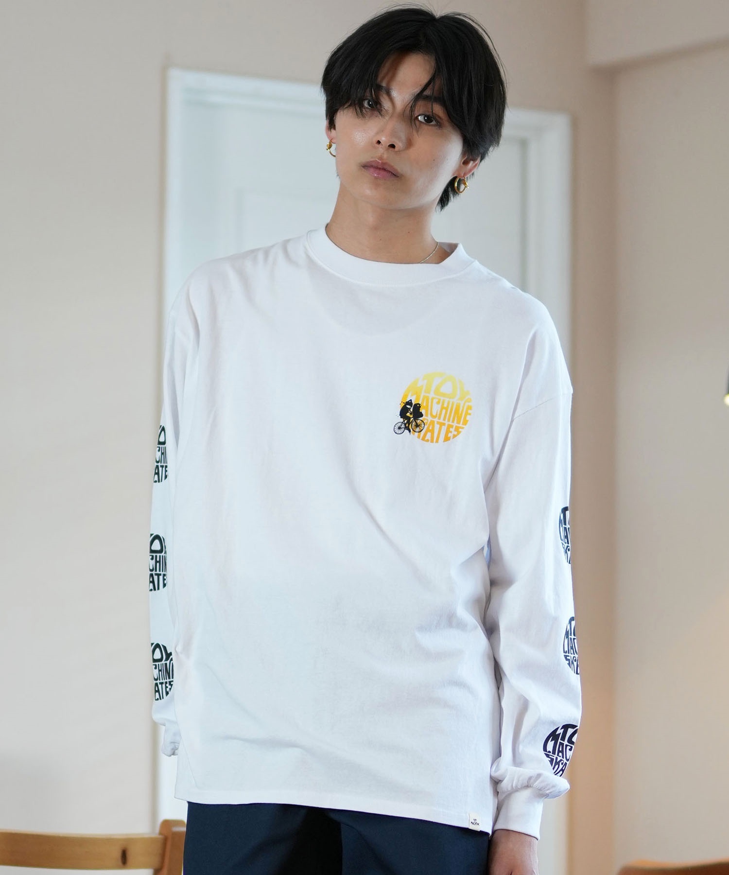 TOY MACHINE トイマシーン 長袖 Tシャツ メンズ ロンT ビックシルエット バックプリント ムラサキスポーツ限定 MTMFELT3(WHITE-M)