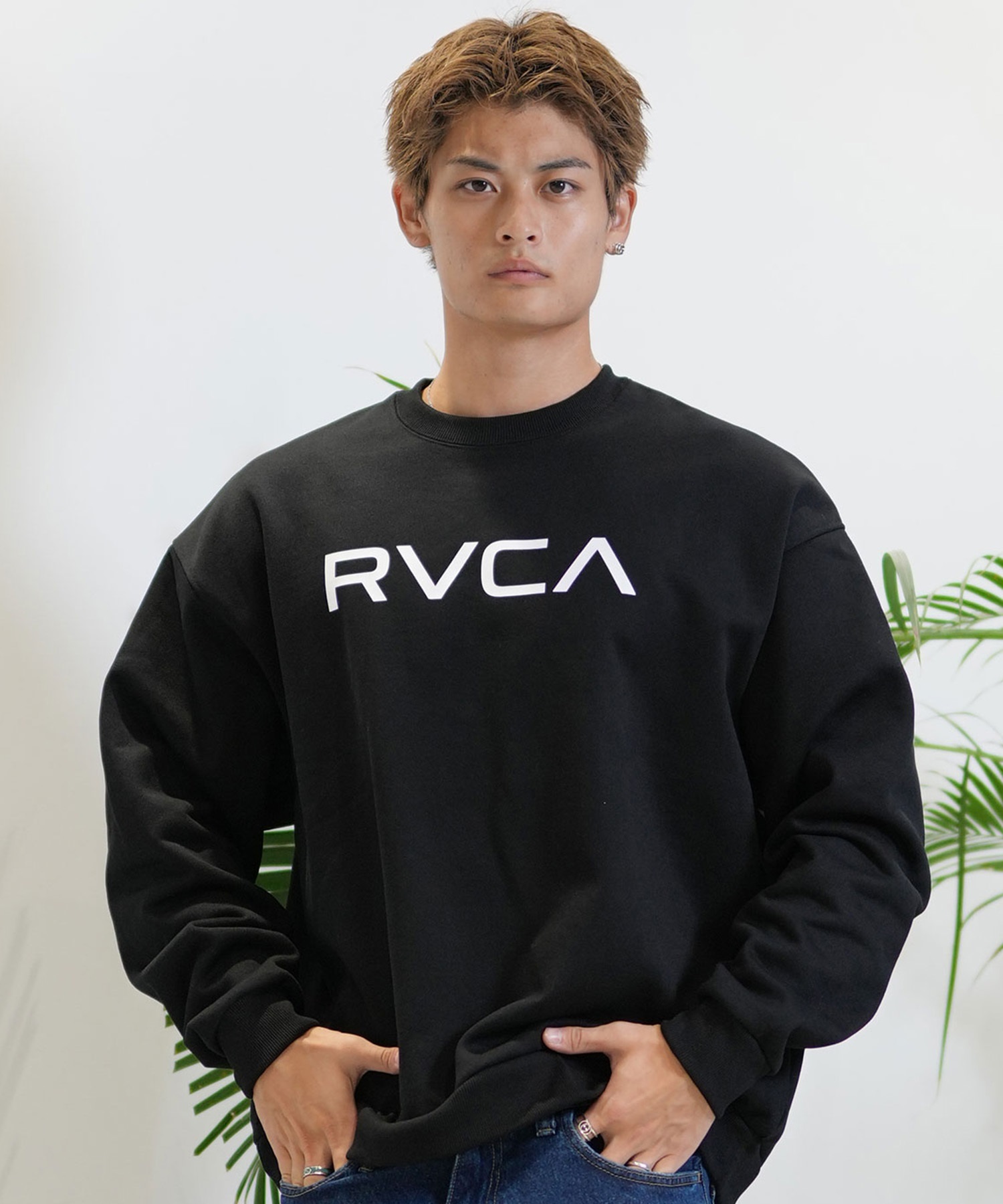 RVCA ルーカ トレーナー クルーネック メンズ スウェット ロゴ ルーズシルエット 裏起毛 BE042-P22(WHT-S)