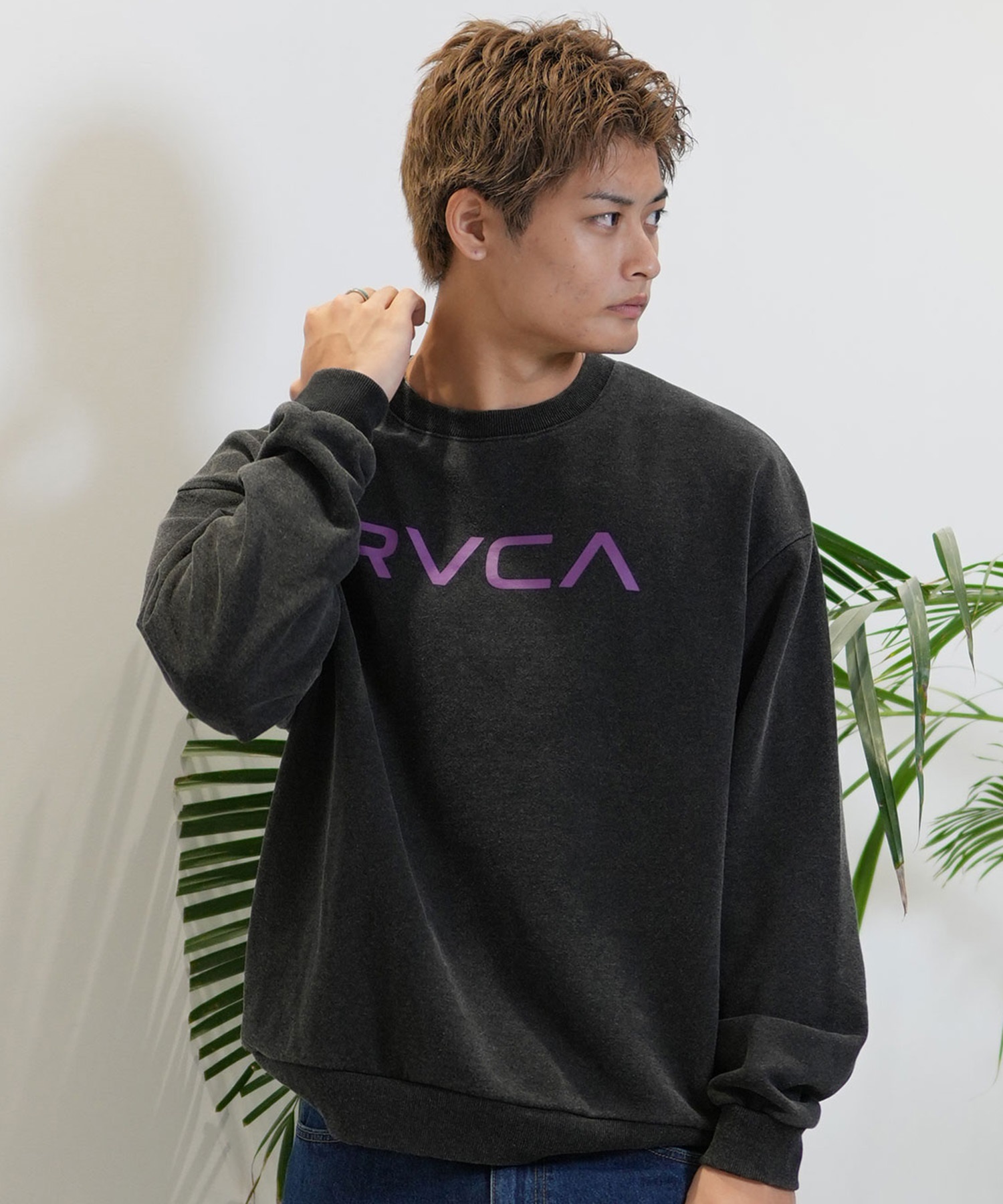 RVCA ルーカ トレーナー クルーネック メンズ スウェット ロゴ ルーズシルエット 裏起毛 BE042-P22(WHT-S)