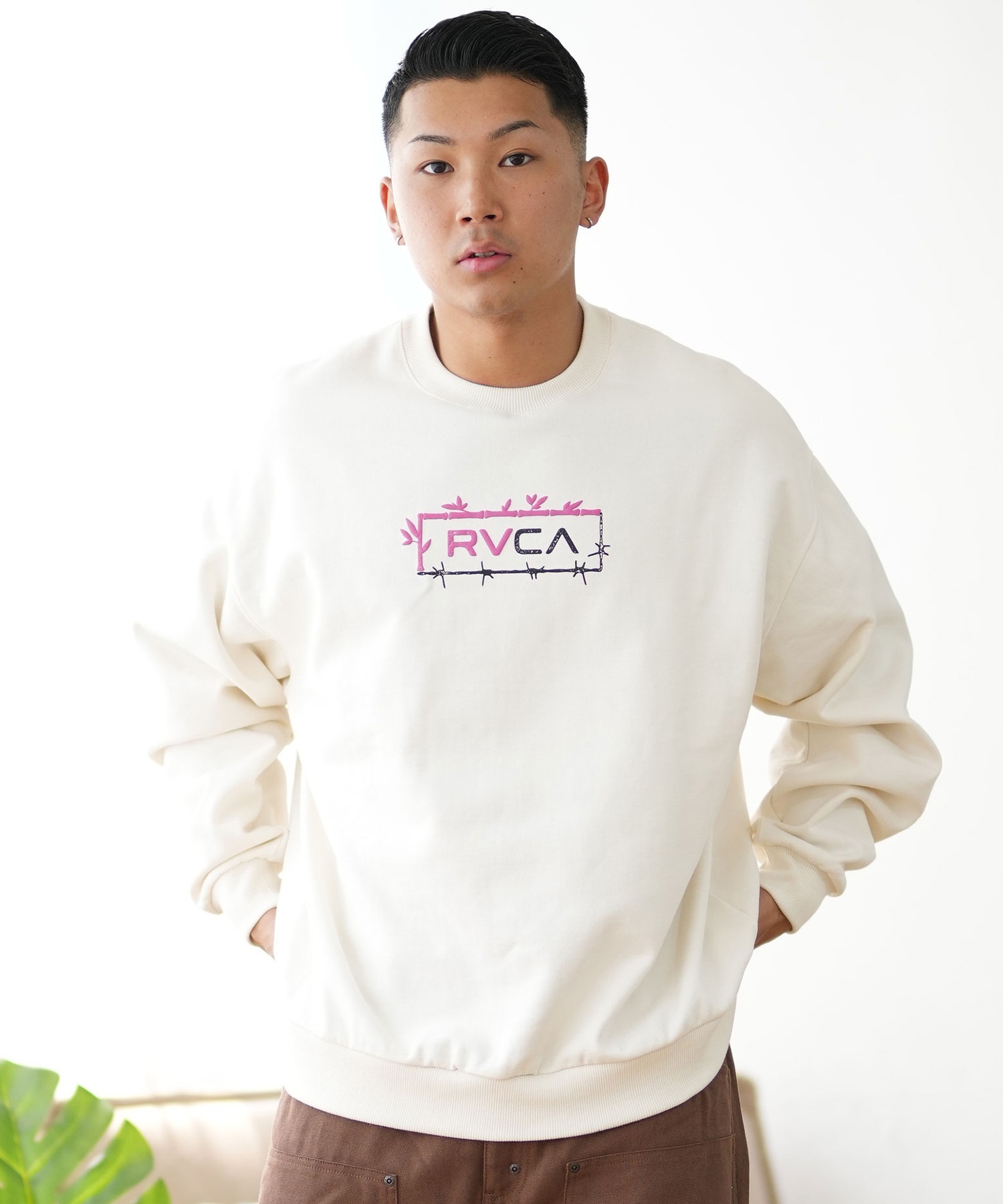 RVCA ルーカ トレーナー クルーネック メンズ スウェット バックプリント 裏起毛 BE042-P05 ムラサキスポーツ限定(ANW-S)