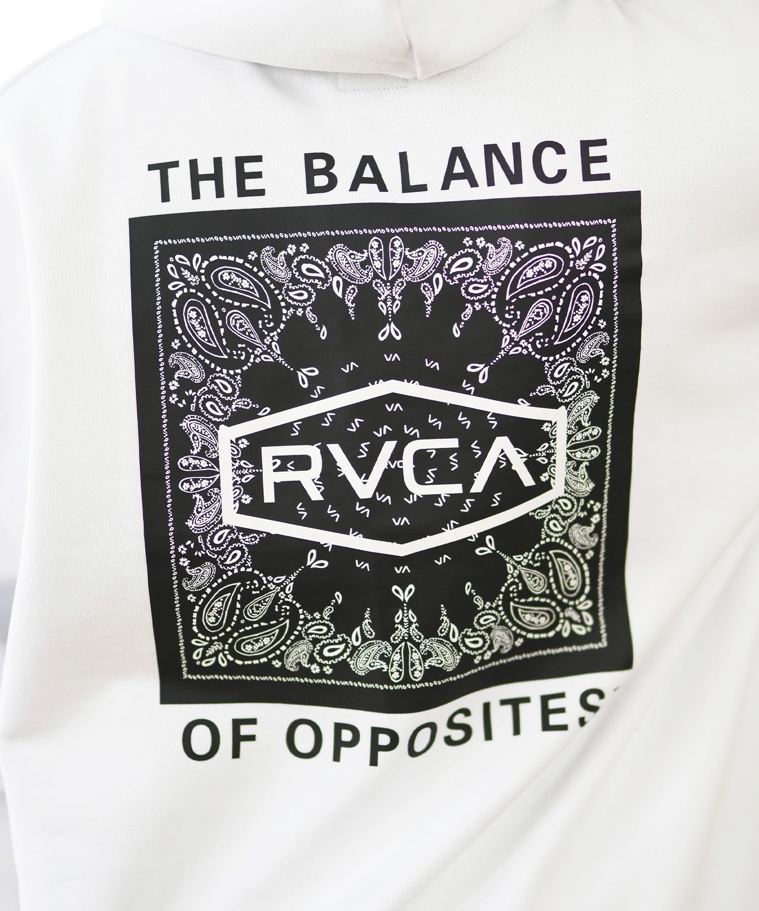 RVCA ルーカ パーカー プルオーバー メンズ バックプリント ペイズリー柄 裏起毛 BE042-P06 ムラサキスポーツ限定(BLK-S)