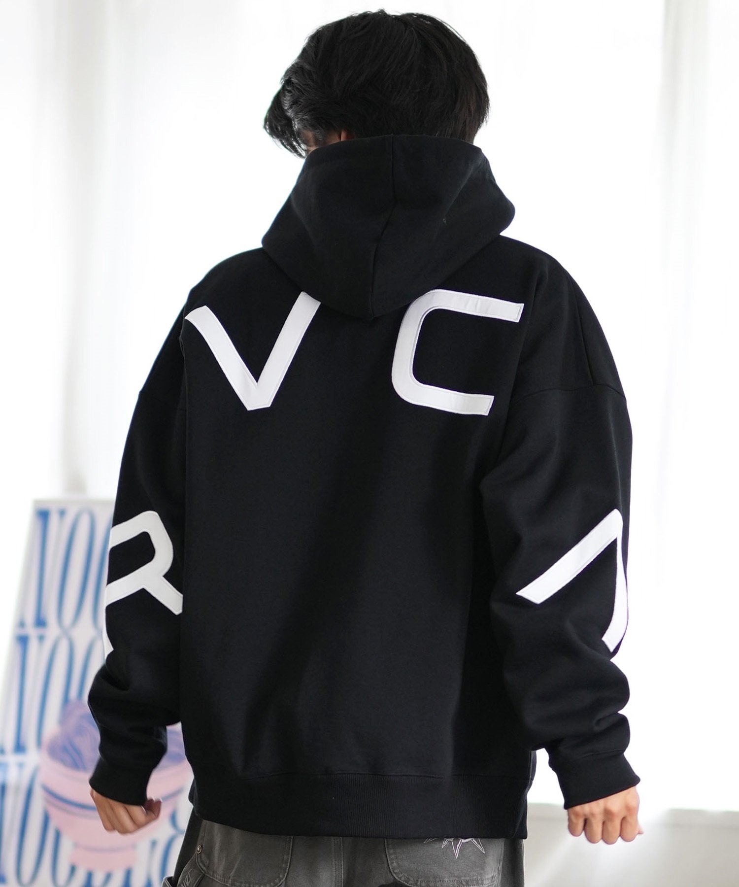 RVCA ルーカ パーカー ジップアップ メンズ ビッグロゴ バックプリント ルーズシルエット BE042-044(BBB-S)