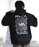 RVCA ルーカ パーカー プルオーバー メンズ スウェット フーディー チェッカー柄 バックプリント ルーズシルエット 裏起毛 BE042-040(BLK-S)