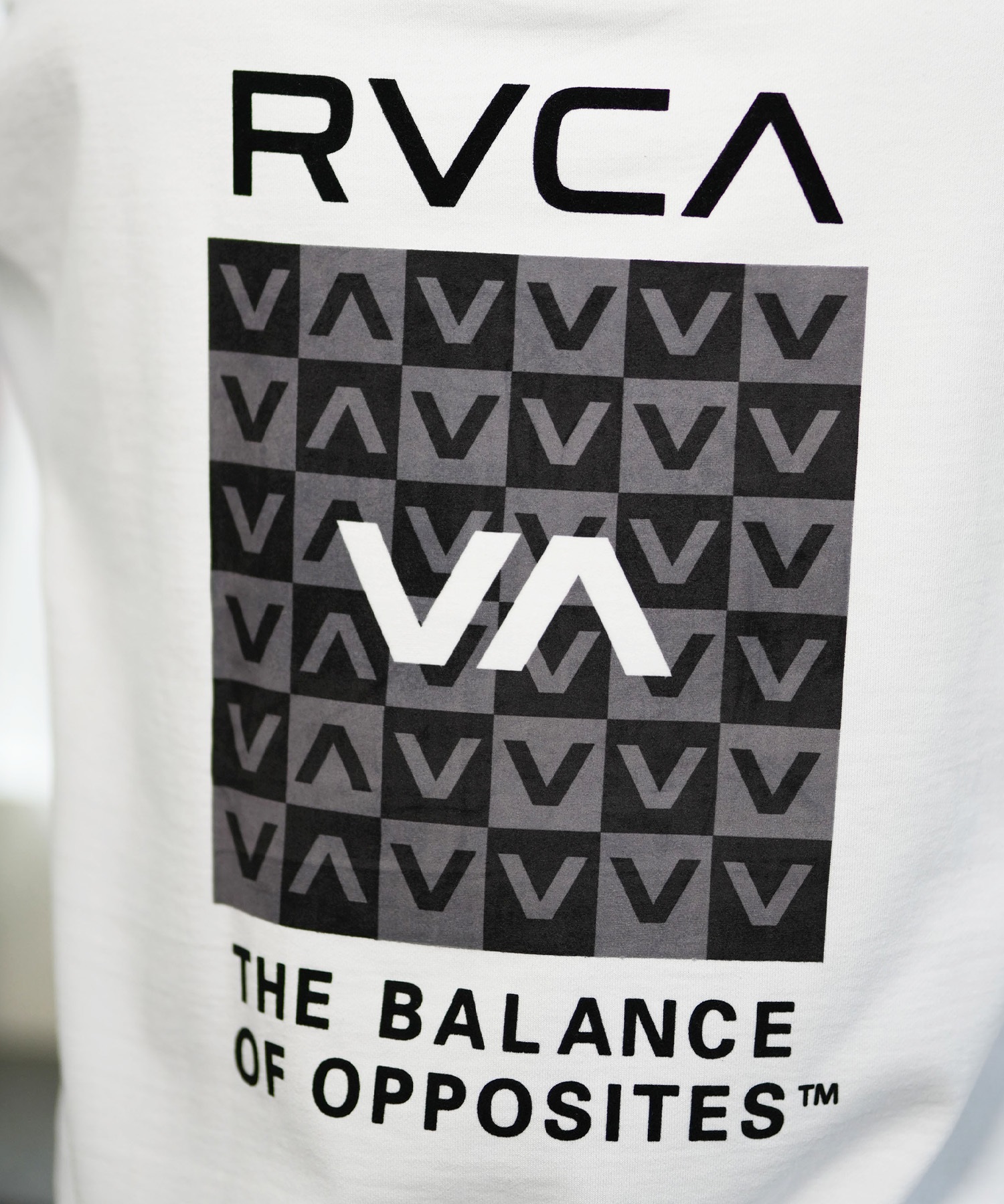 RVCA ルーカ パーカー プルオーバー メンズ スウェット フーディー チェッカー柄 バックプリント ルーズシルエット 裏起毛 BE042-040(BLK-S)