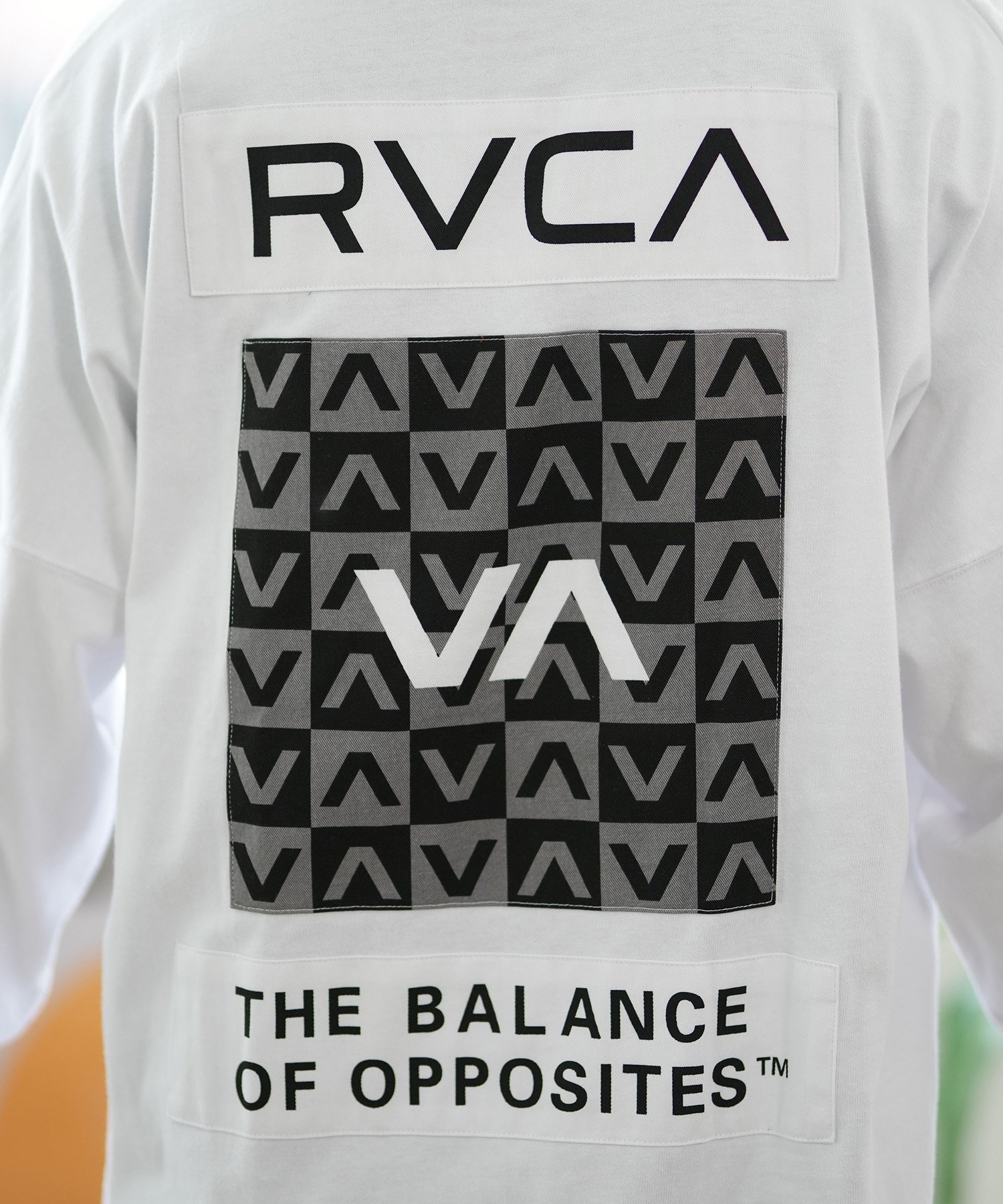 RVCA ルーカ 長袖 Tシャツ メンズ ロンT バックプリント チェッカー柄 ルーズシルエット BE042-060(BLK-S)