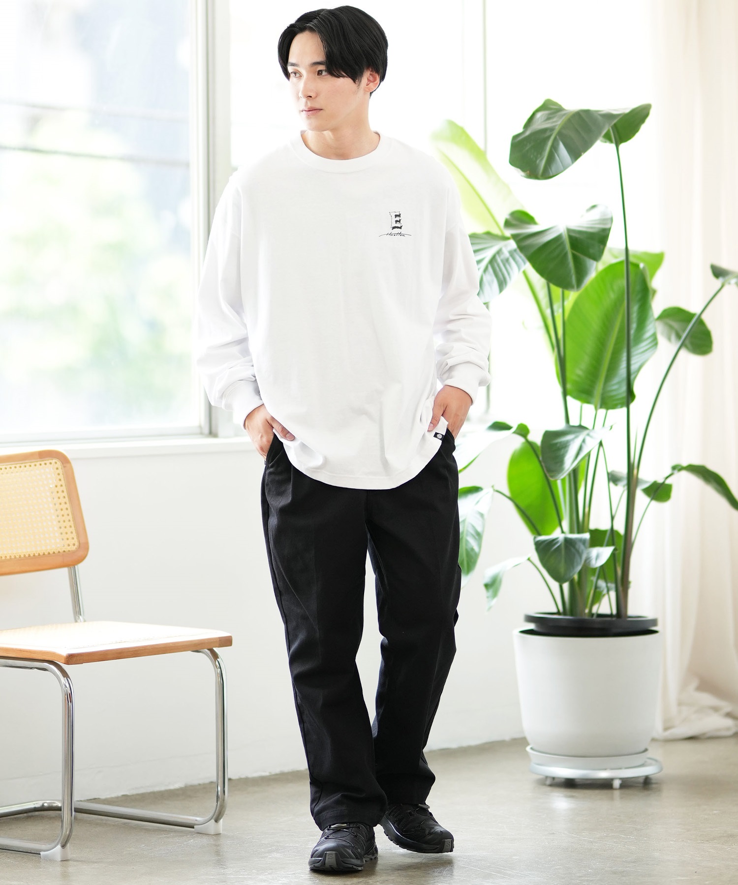 RVCA ルーカ ロングパンツ チノパン メンズ センタープリーツ テーパード 無地 BE042-723(BLK-S)