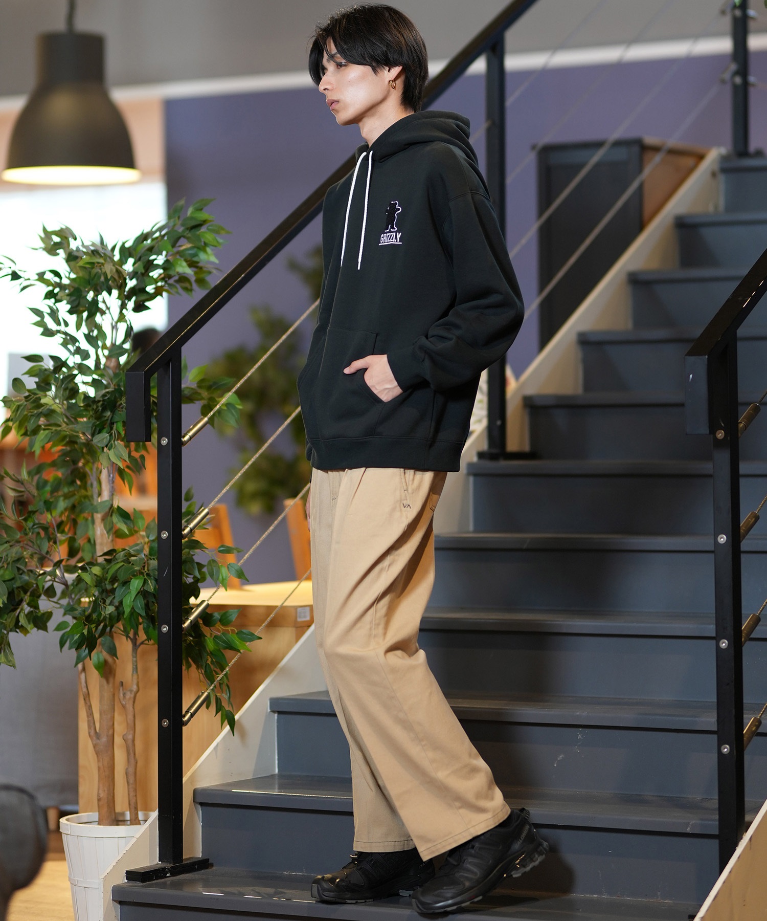 RVCA ルーカ ロングパンツ チノパン メンズ センタープリーツ テーパード 無地 BE042-723(BLK-S)