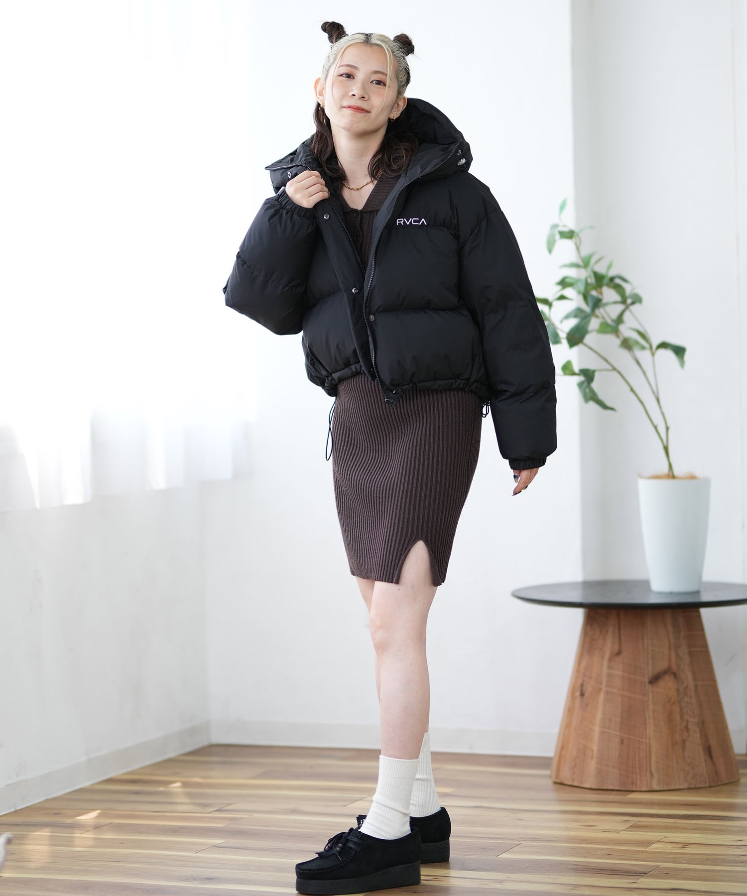 RVCA ルーカ 中綿 ジャケット レディース ショート丈 MINI RVCA SHORT PUFFER HD JKT BE044-761(CLO-M)