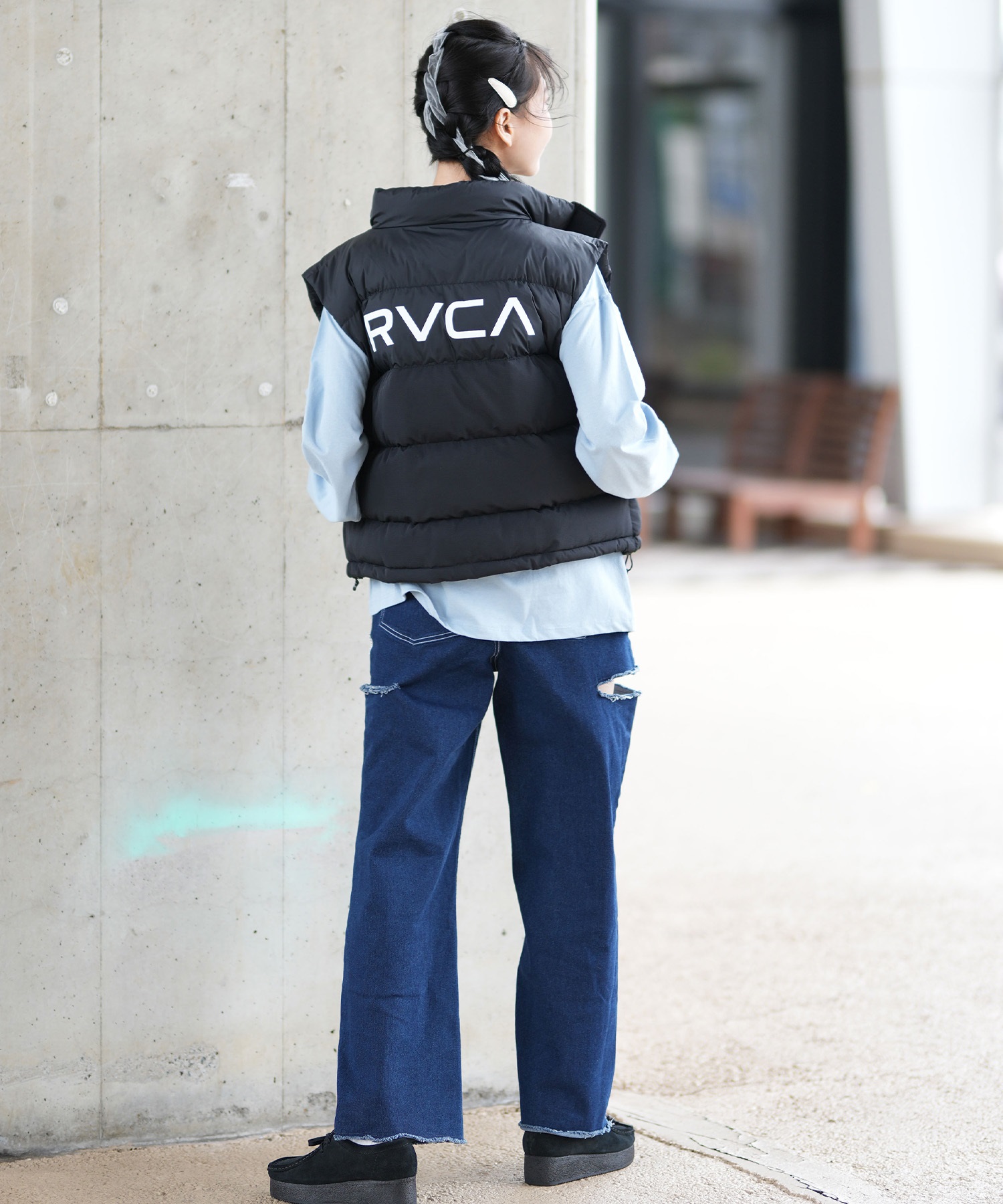 RVCA ルーカ ベスト レディース 中綿 スタンドネック バックプリント BE04D-757(WDR0-S)