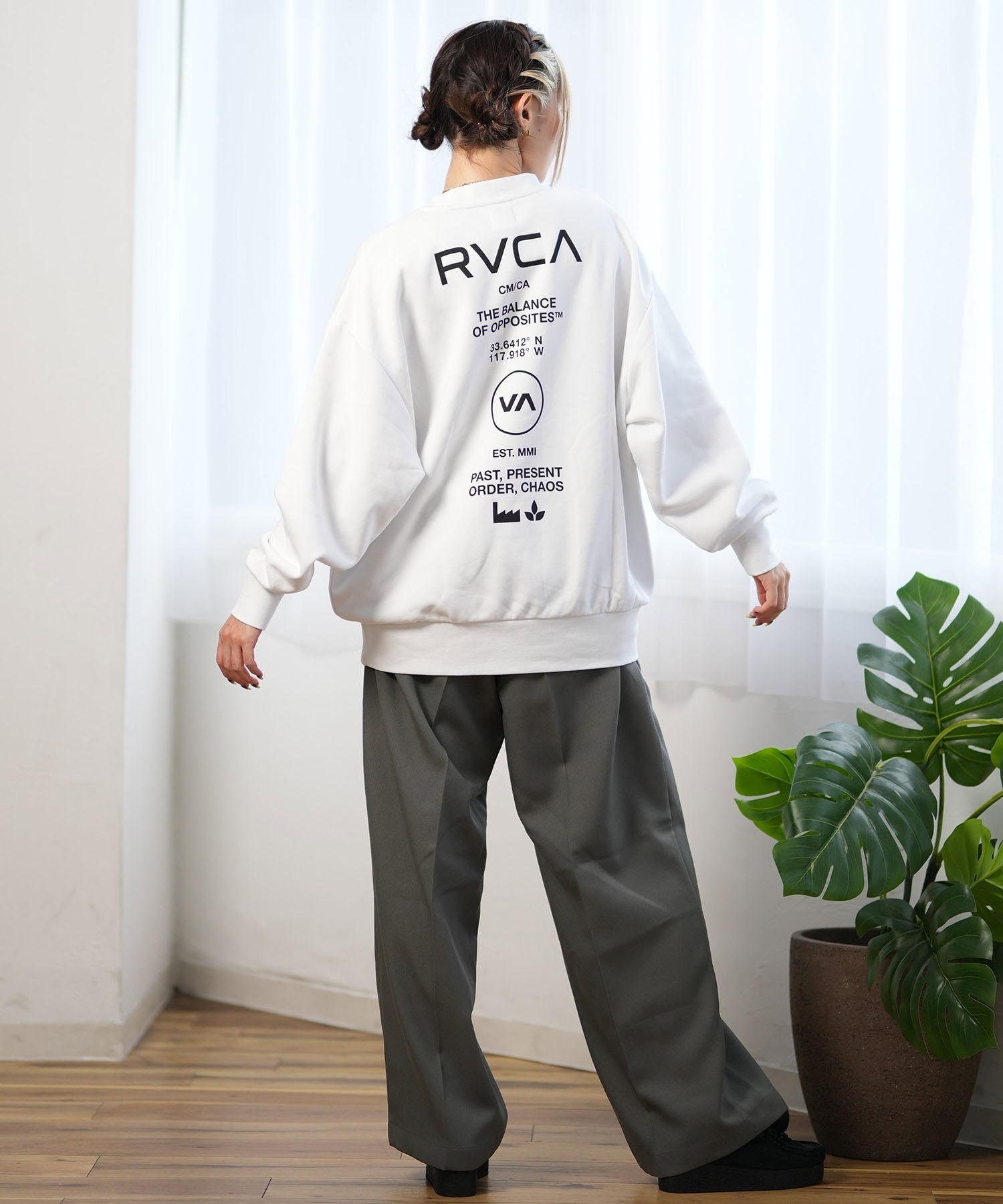 RVCA ルーカ トレーナー レディース バックプリント スウェット ムラサキスポーツ限定 BE044-P01(GRY-S)