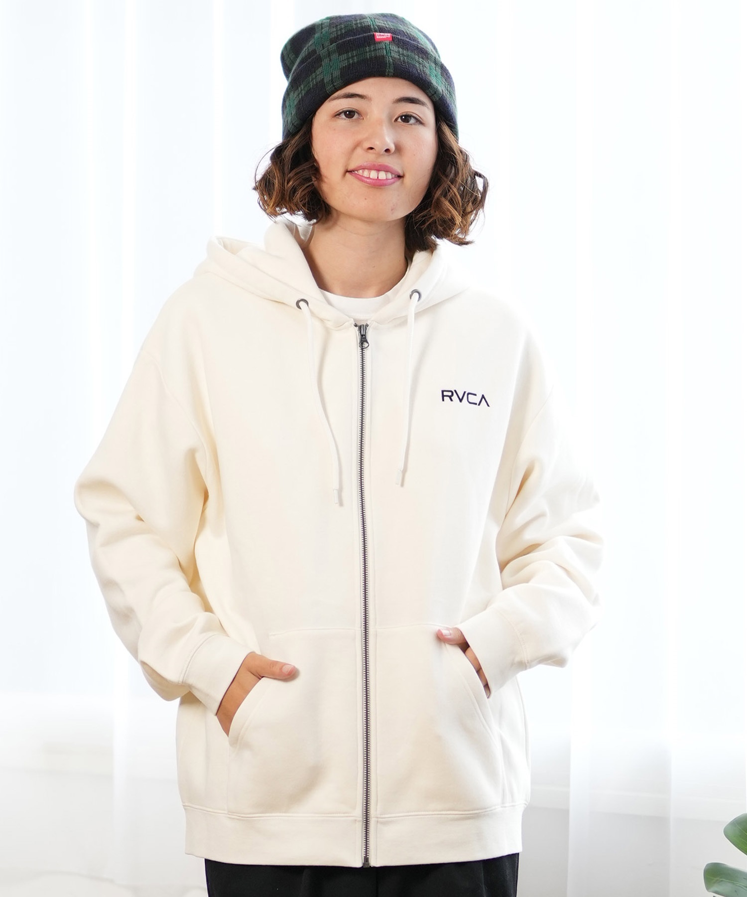 RVCA ルーカ パーカー ジップアップ レディース スウェット フーディー バックプリント 裏起毛 BE044-P03 ムラサキスポーツ限定(CKA0-M)