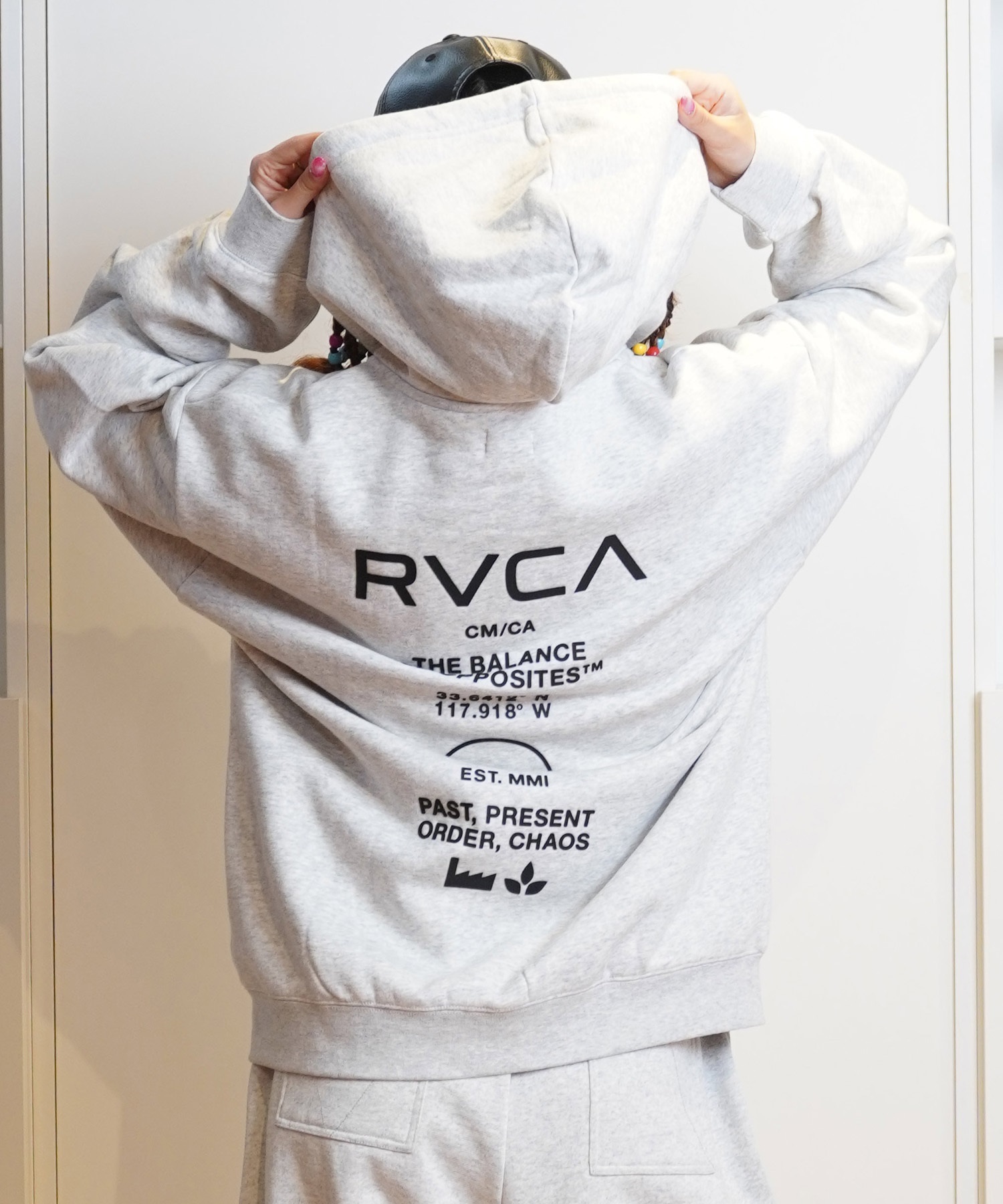 RVCA ルーカ パーカー ジップアップ レディース スウェット フーディー バックプリント 裏起毛 BE044-P03 ムラサキスポーツ限定(CKA0-M)