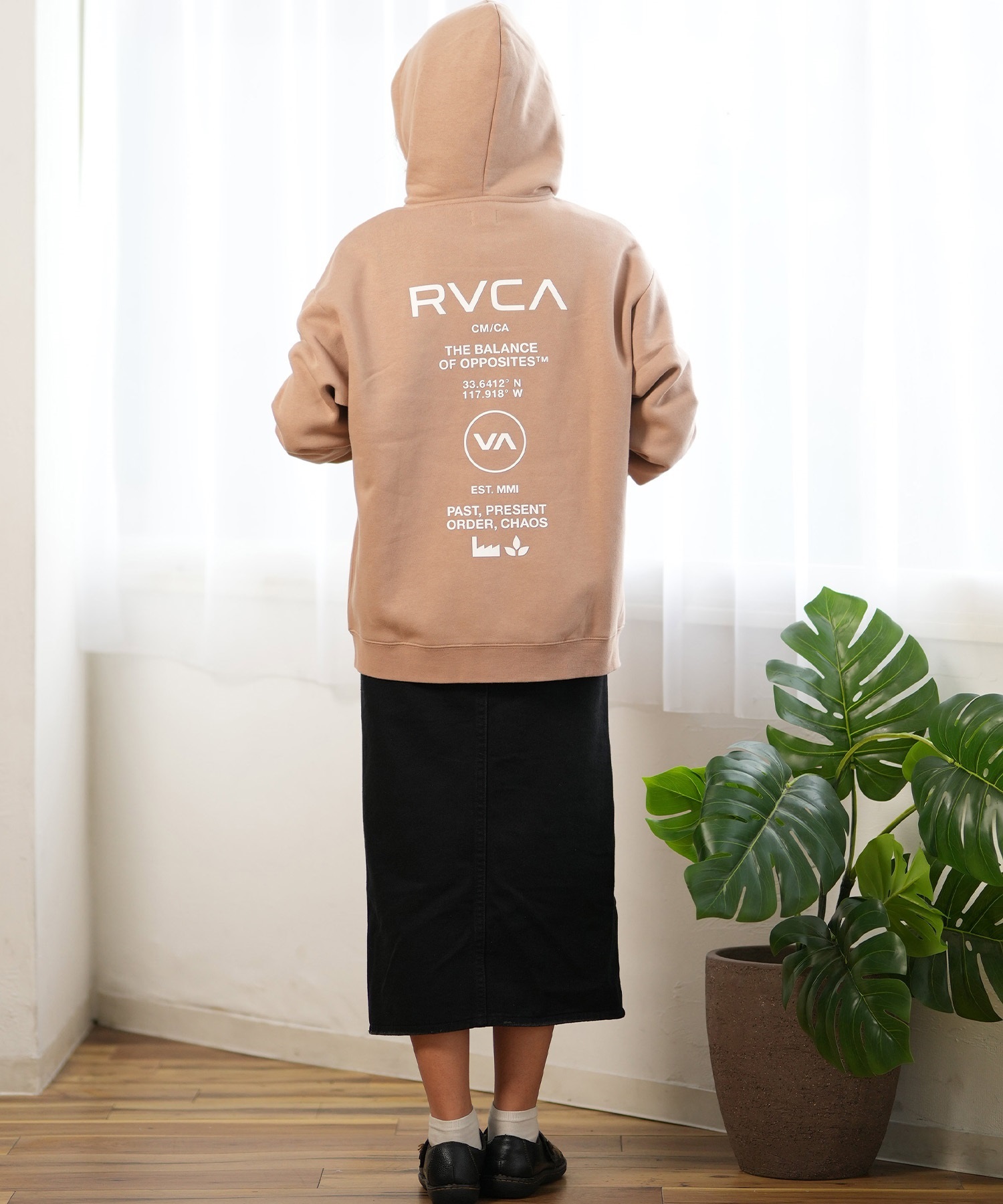 RVCA ルーカ パーカー ジップアップ レディース スウェット フーディー バックプリント 裏起毛 BE044-P03 ムラサキスポーツ限定(CKA0-M)