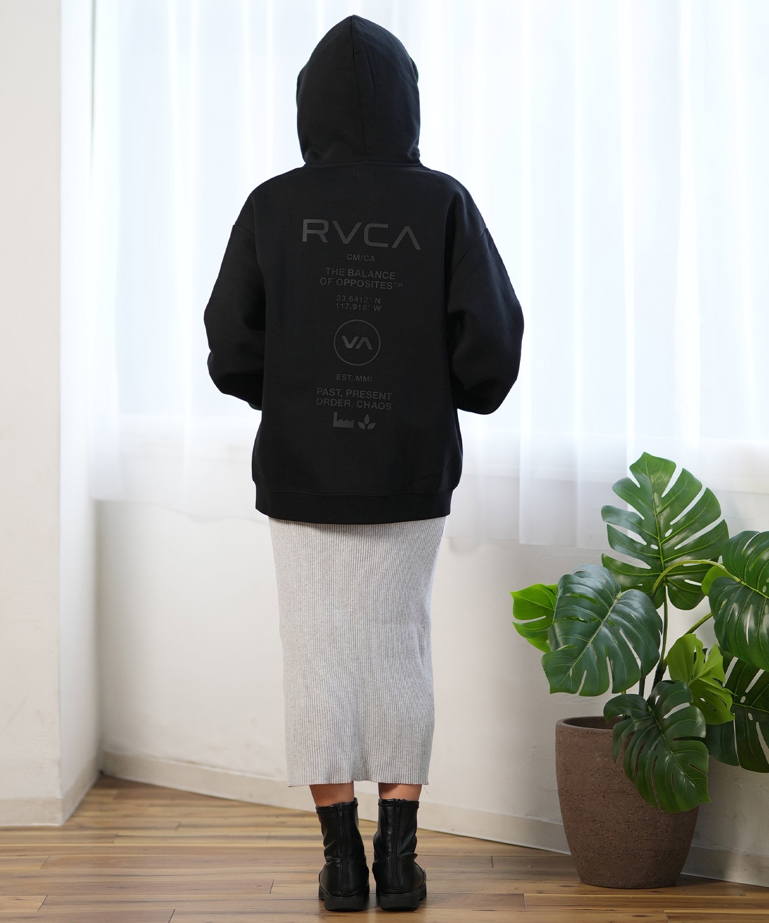 RVCA ルーカ パーカー ジップアップ レディース スウェット フーディー バックプリント 裏起毛 BE044-P03 ムラサキスポーツ限定(CKA0-M)