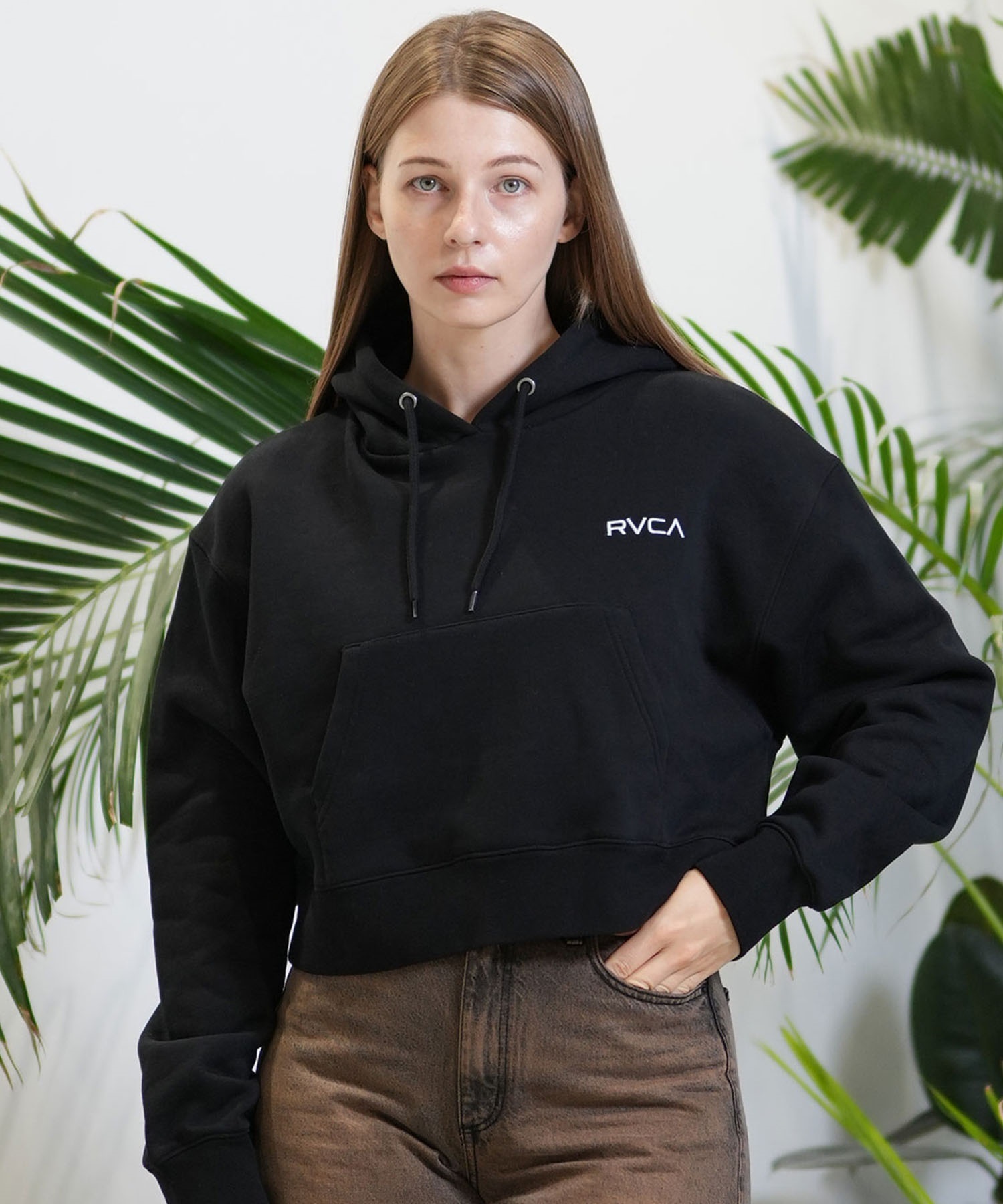 RVCA ルーカ パーカー レディース クロップド丈 バックプリント セットアップ対応 BE044-015(PFM0-S)