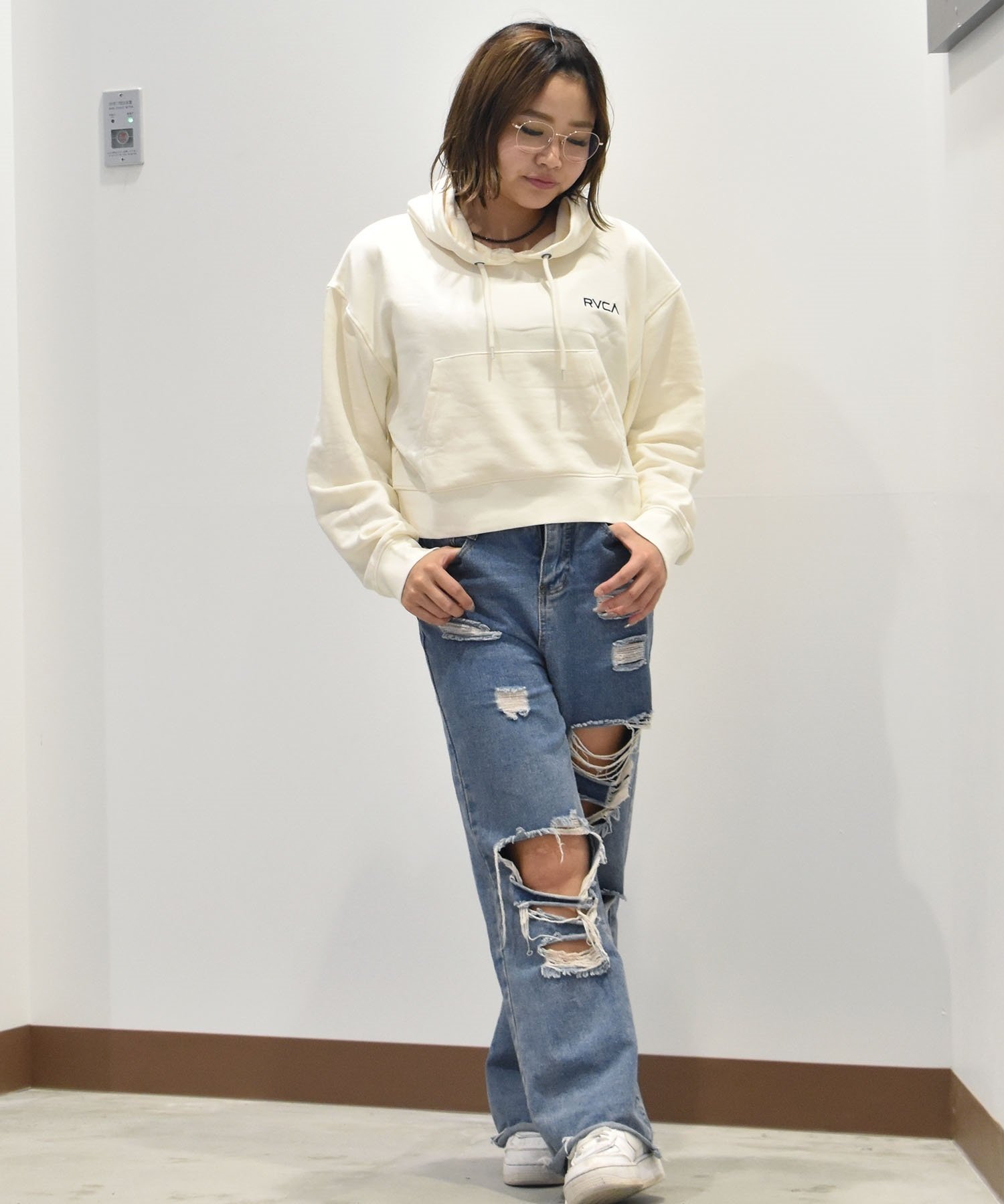 RVCA ルーカ パーカー レディース クロップド丈 バックプリント セットアップ対応 BE044-015(PFM0-S)